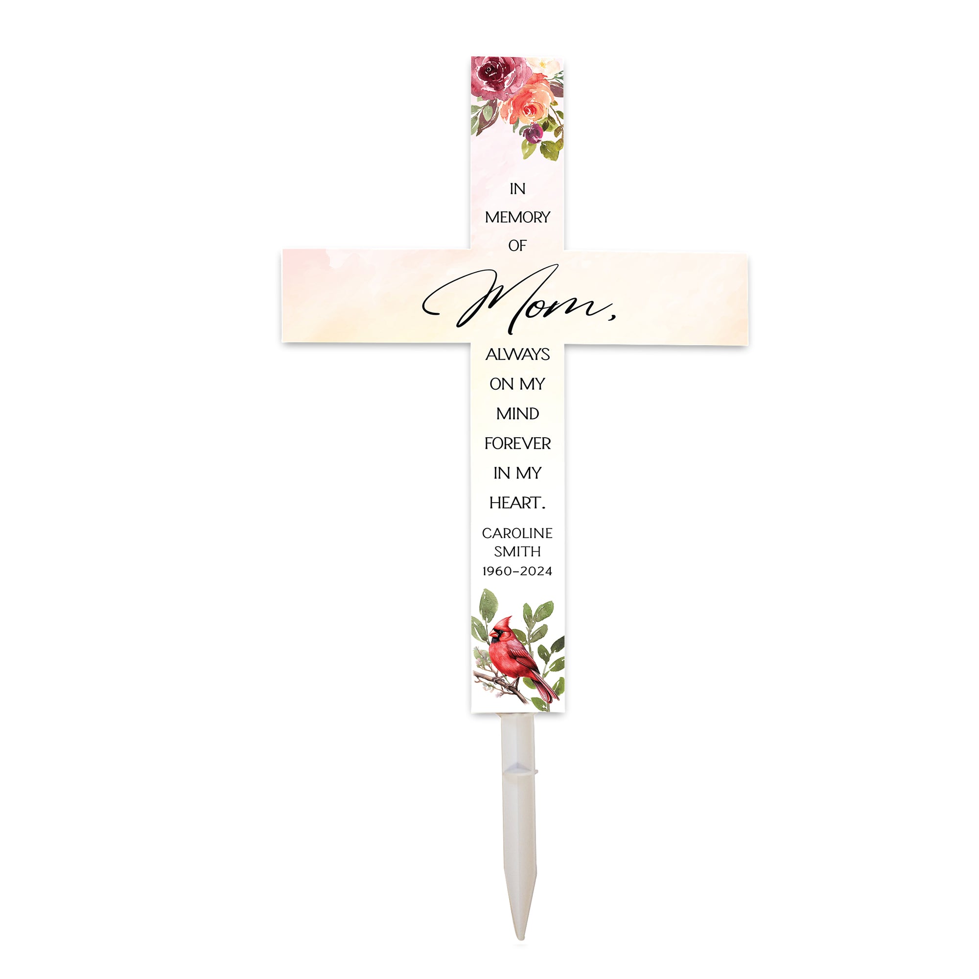 Custom Solar Lighted Cross Grave Marker| Loss of Loved One Cemetery Keepsake