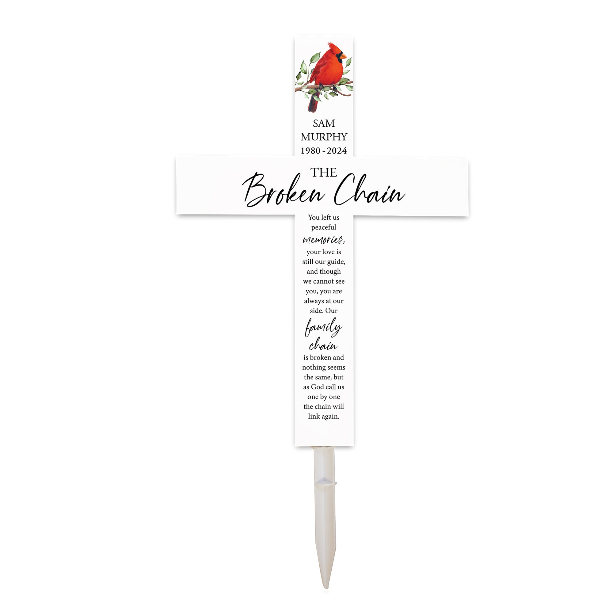 Personalized Garden Stake Cross Cemetery Decoration LED Light Cardinal Memorial Remembrance