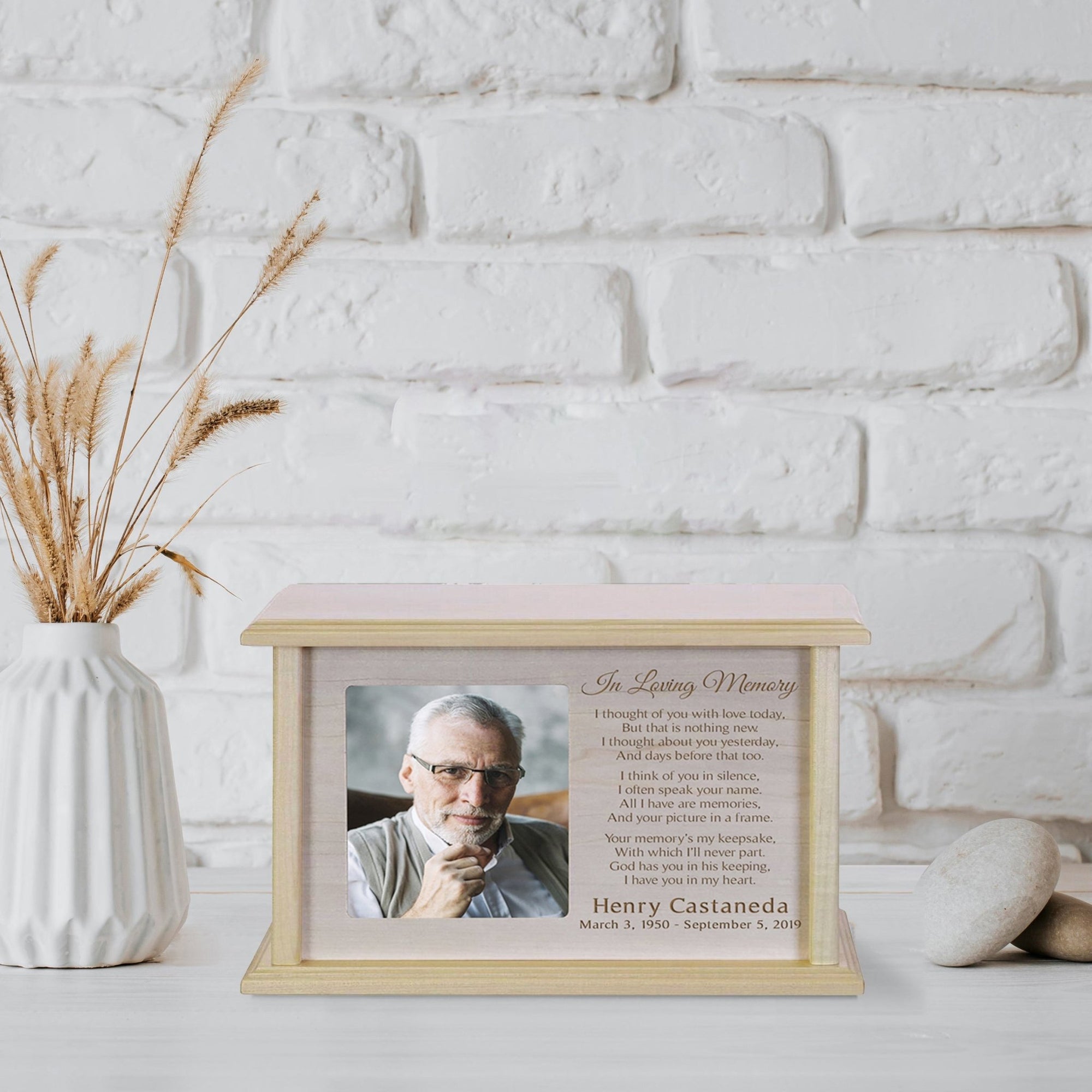 Custom Wooden Photo Urn Box for Human Ashes - In Loving Memory - LifeSong Milestones