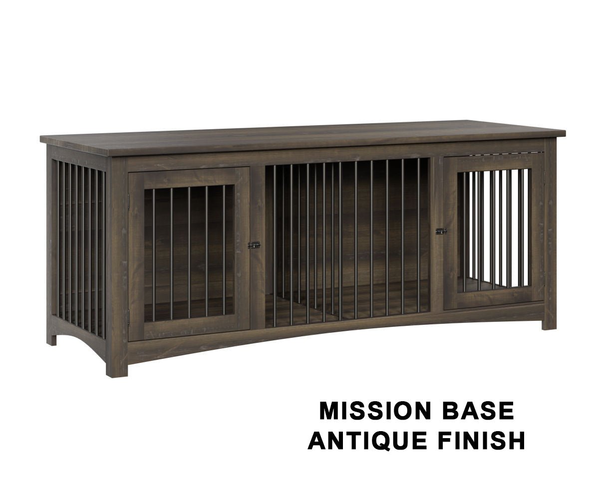 Wooden Dog Crate Furniture Double Kennel with Barn Doors LifeSong Milestones