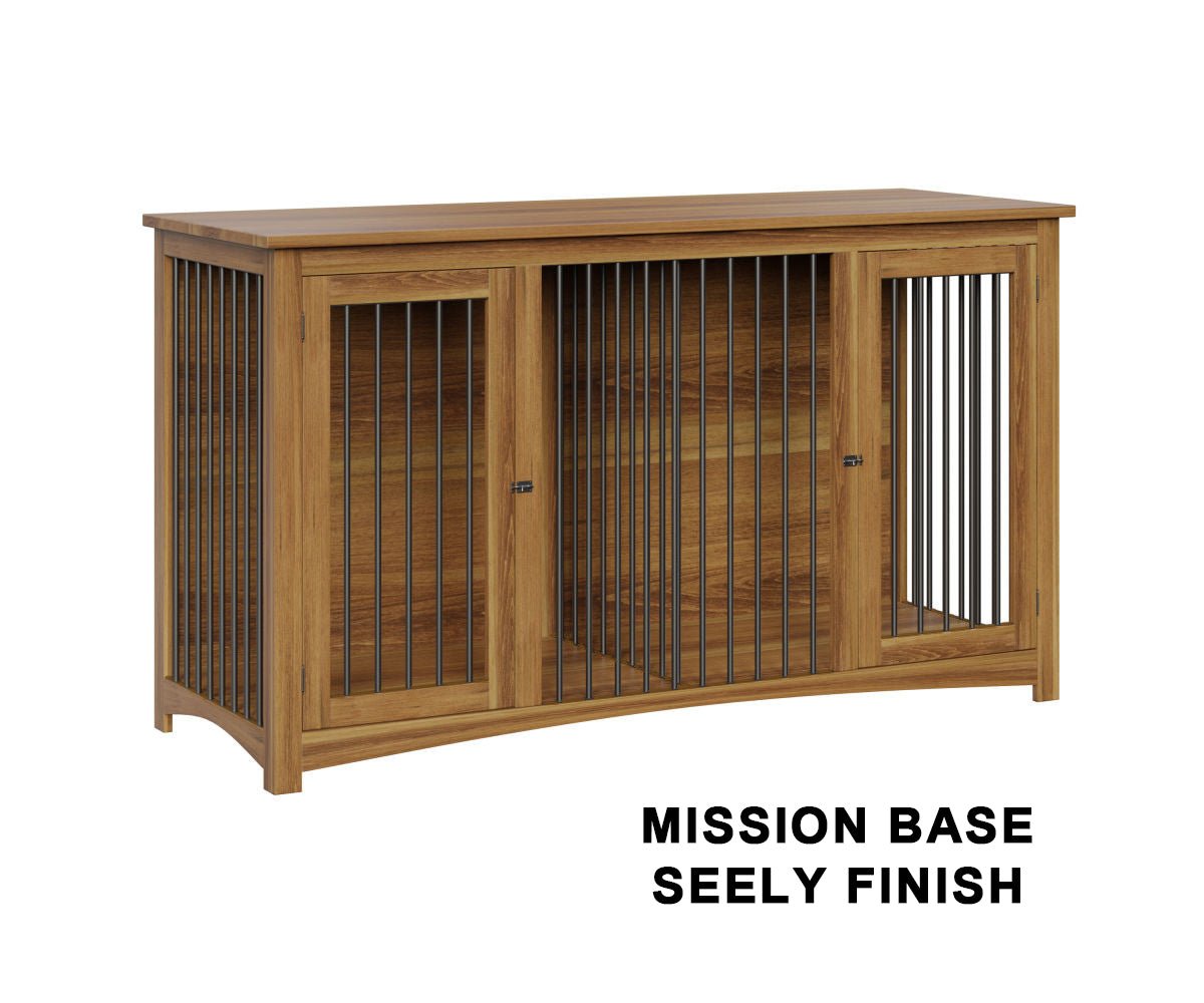 Large Wooden Dog Crate With Divider - Double Kennel With Hinged Doors - 43"x74" - LifeSong Milestones