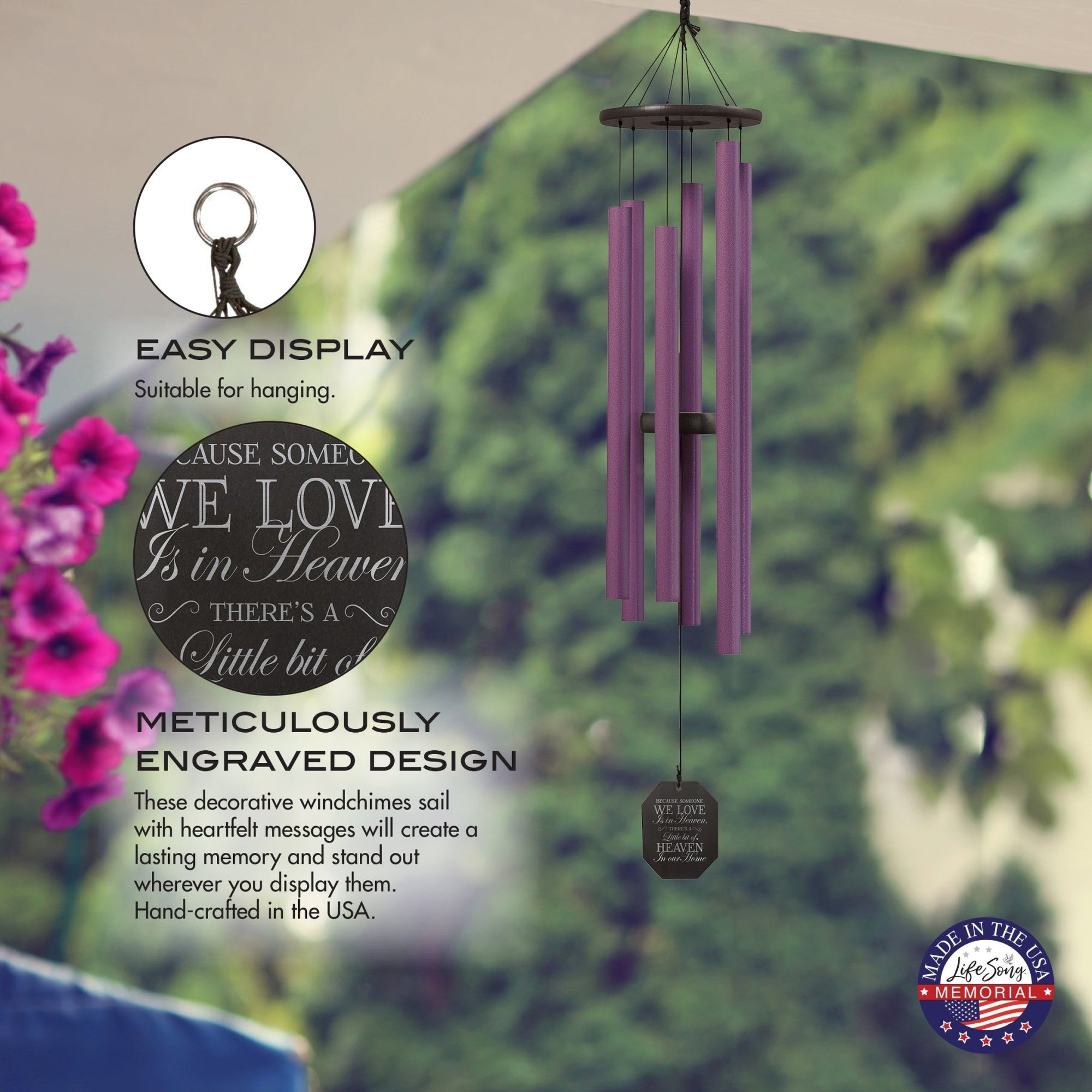 Memorial Sympathy Wind Chimes| Canterburry Bells 49" | Family Home Decor - LifeSong Milestones