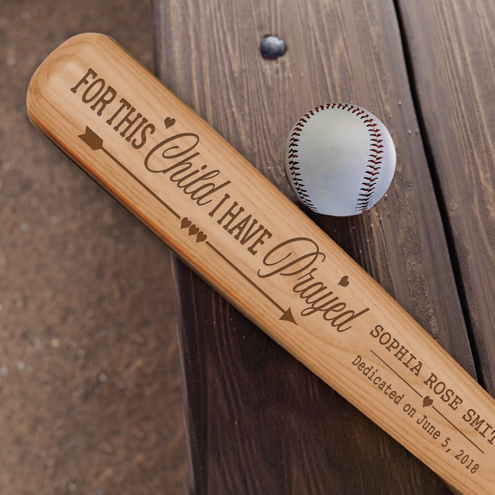 Personalized Baseball Bat Baptism Gifts For Boys - For This Child - LifeSong Milestones