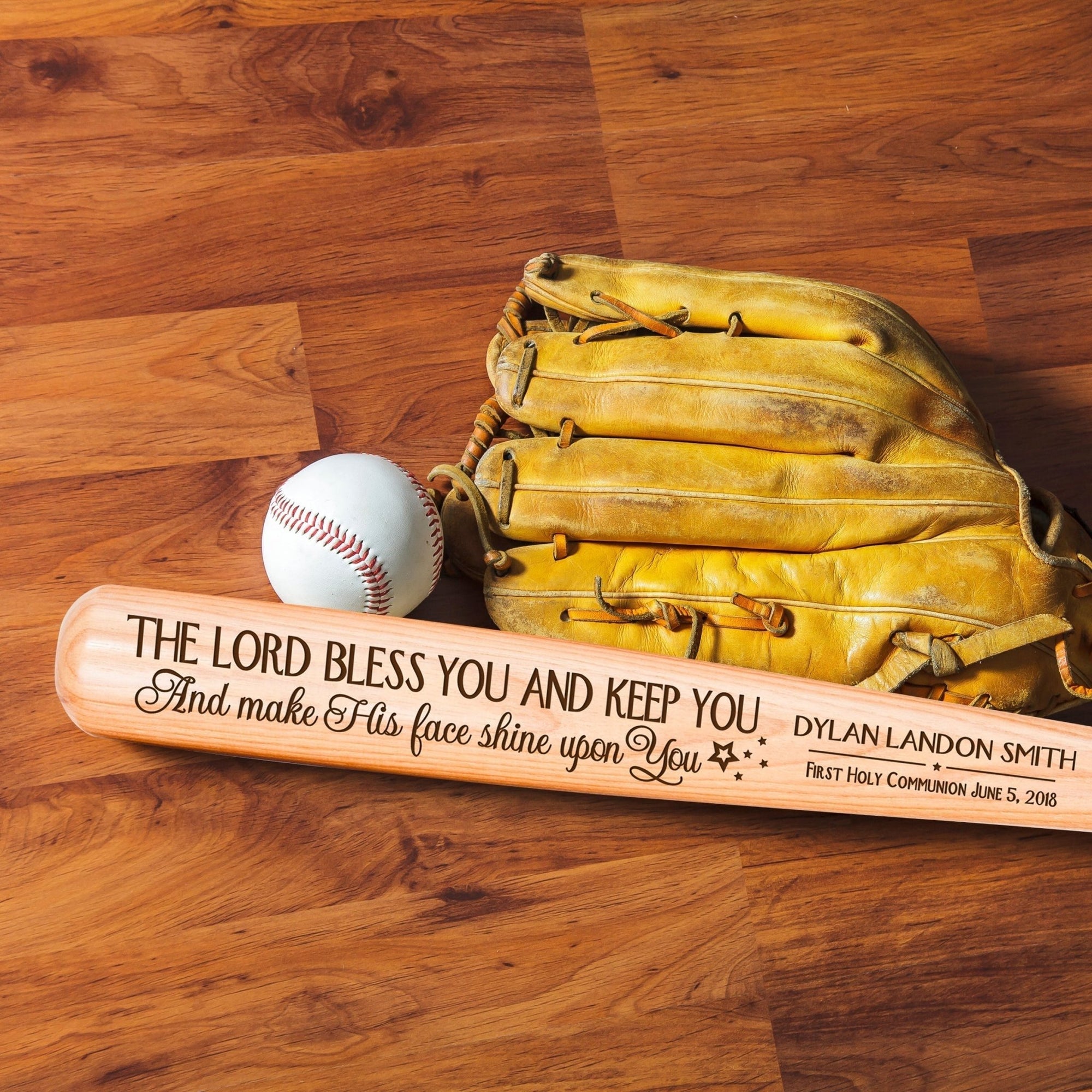 Personalized Baseball Bat Baptism Gifts For Boys - The Lord Bless You - LifeSong Milestones