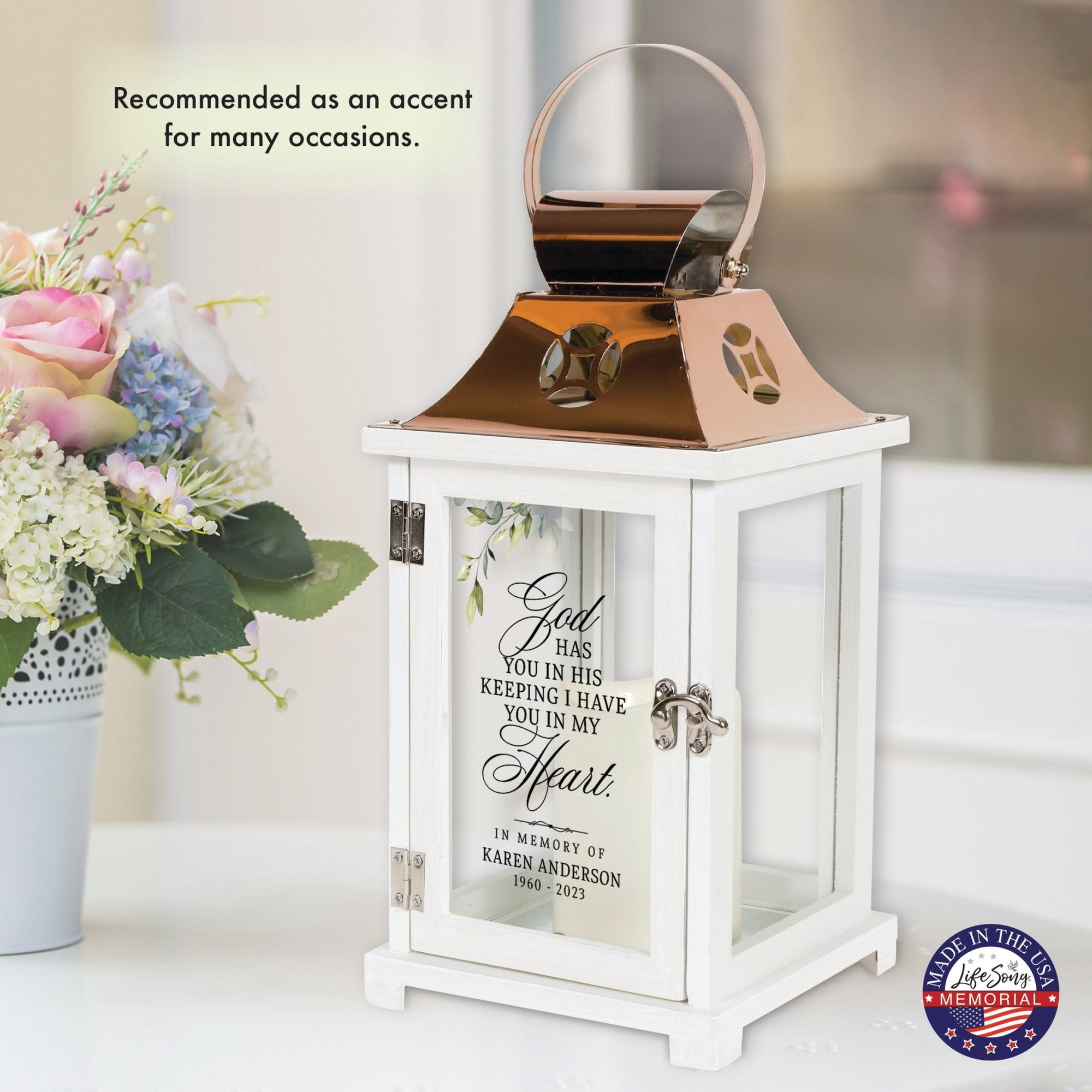 Personalized Cardinal Memorial Lantern | God Has You Bereavement Keepsake - LifeSong Milestones