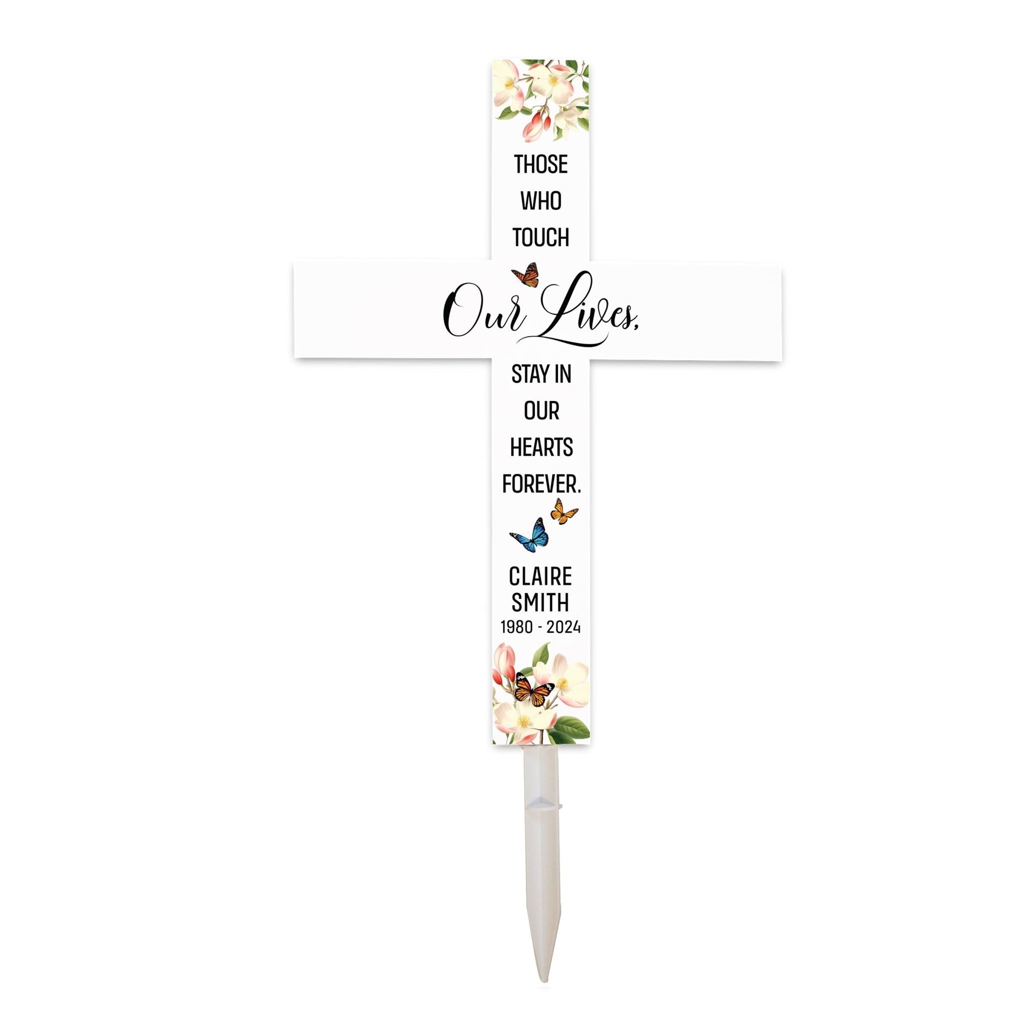 Personalized Garden Stake Cross Cemetery Decoration LED Light Memorial Remembrance - LifeSong Milestones