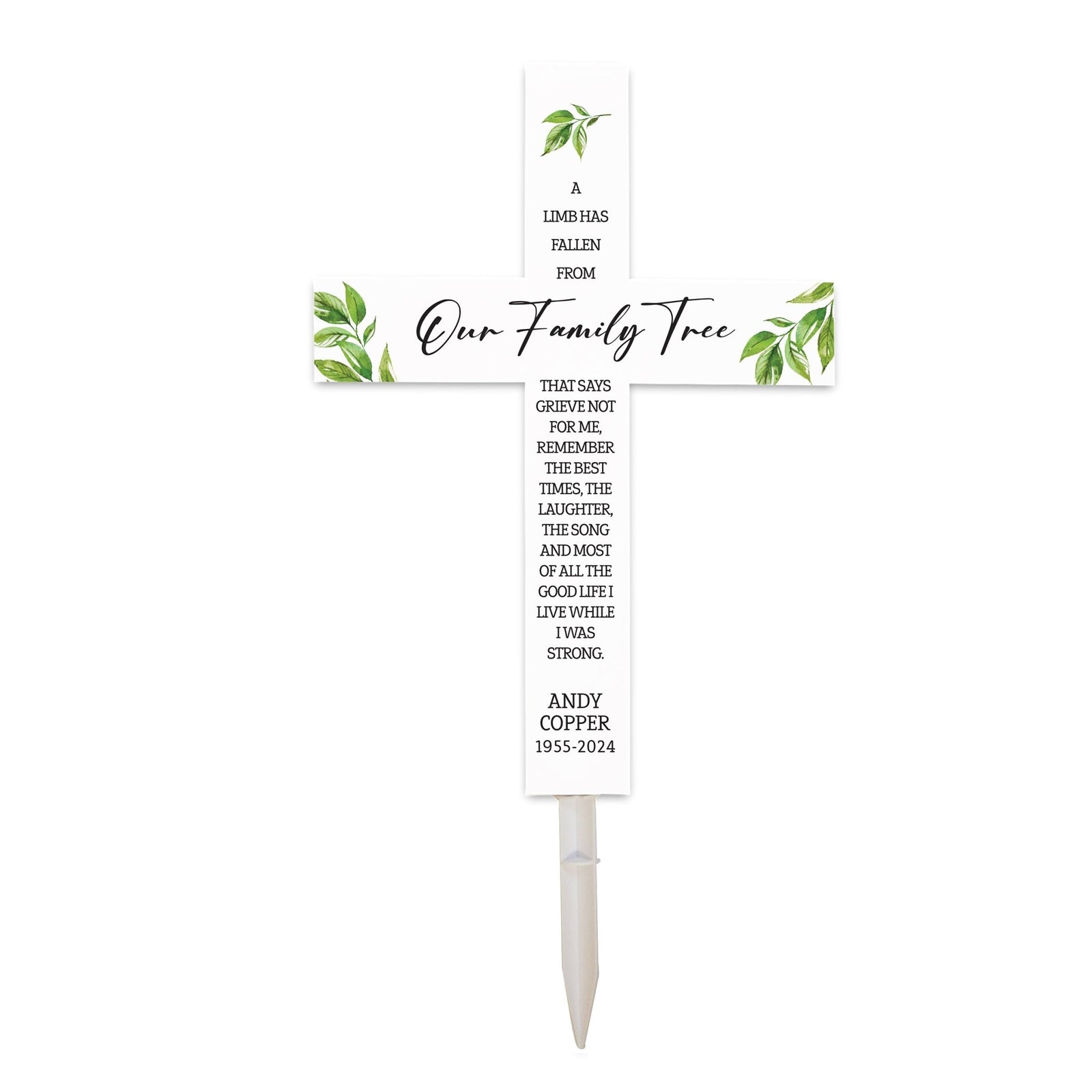 Personalized Garden Stake Cross Cemetery Decoration LED Light Memorial Remembrance - LifeSong Milestones