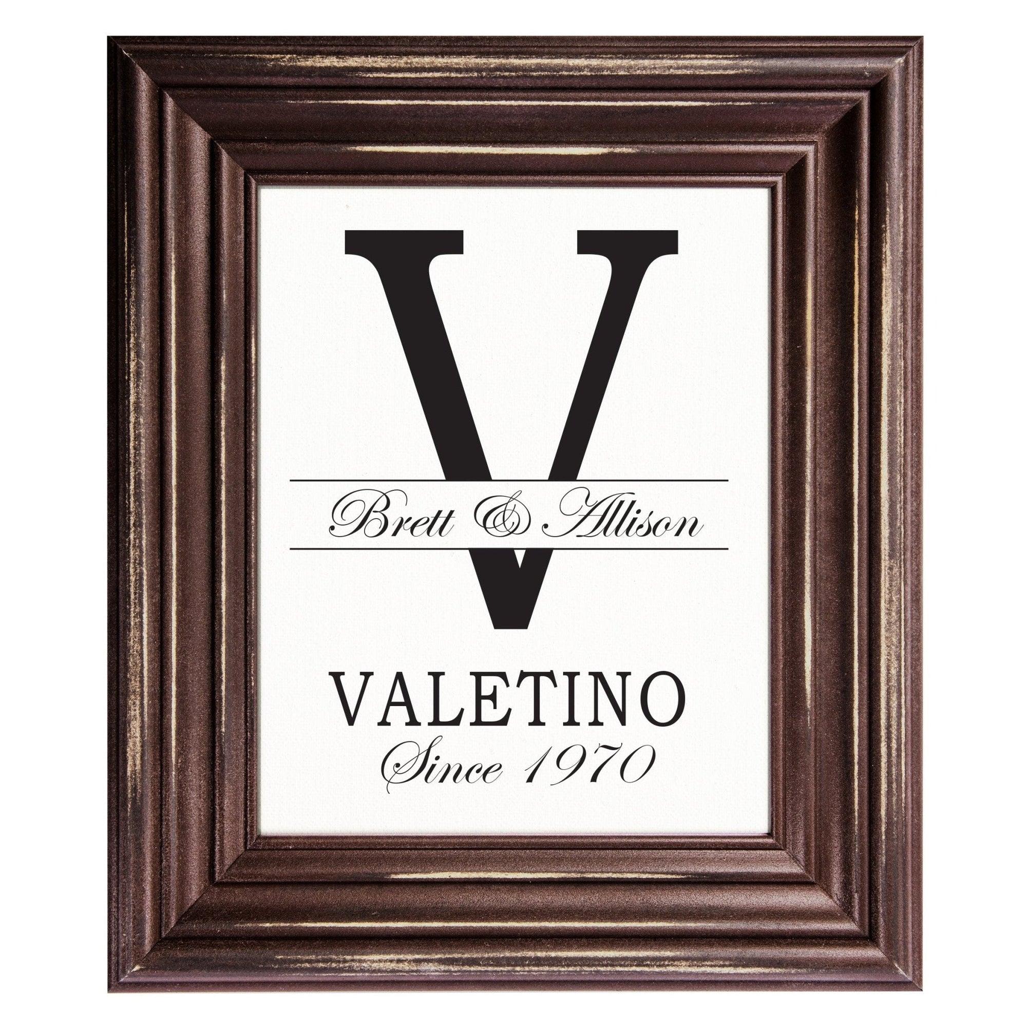 Personalized Monogram Framed Signs 12x14 - V - LifeSong Milestones