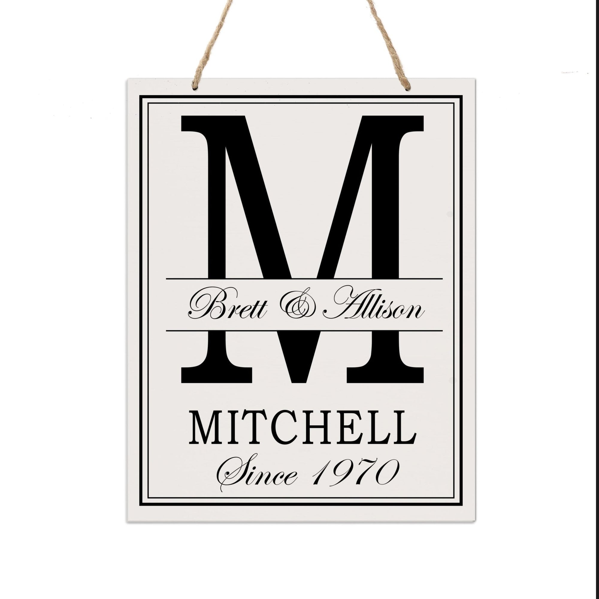 Personalized Monogram Hanging Sign 12x15 - M - LifeSong Milestones