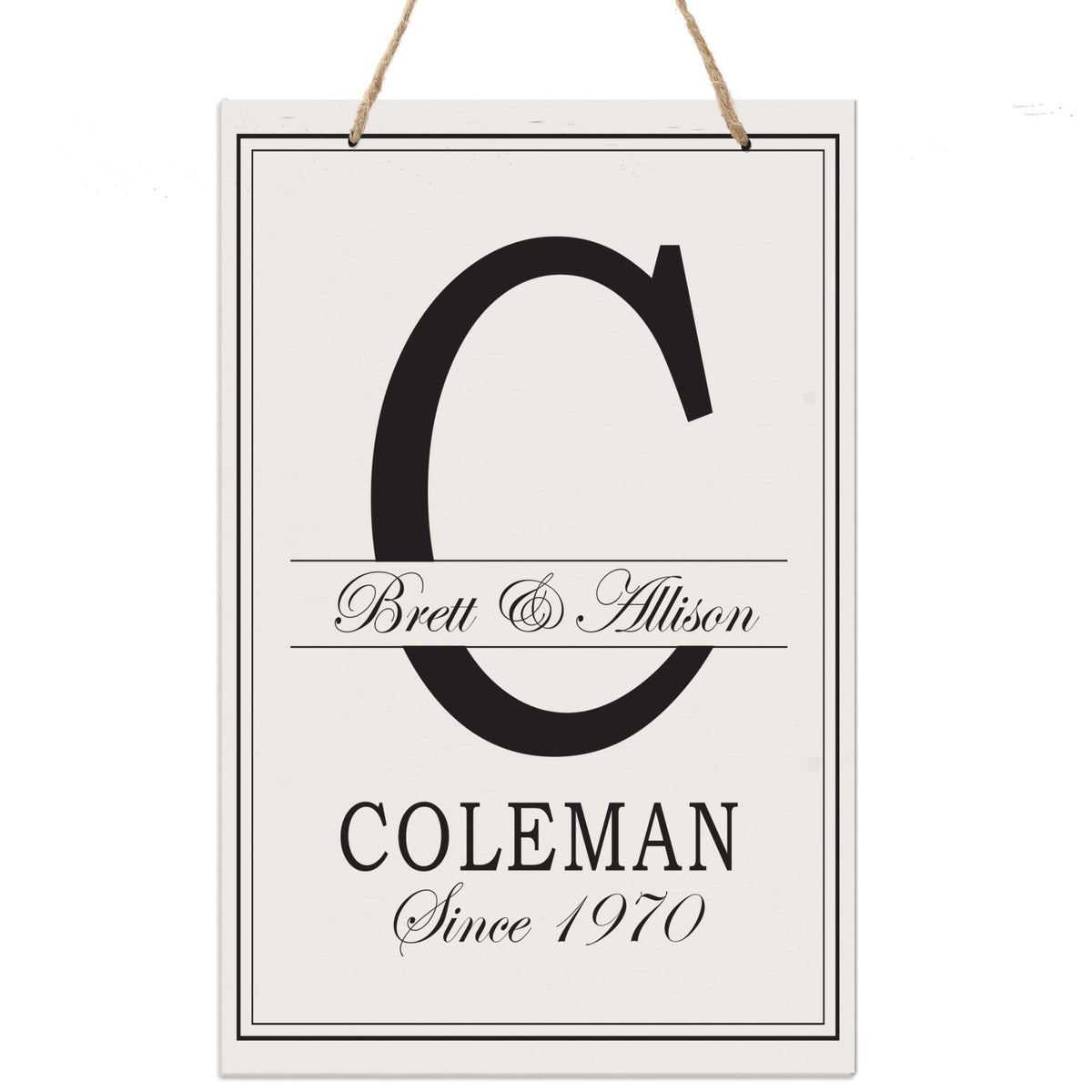 Personalized Monogram Hanging Sign 8x12 - C - LifeSong Milestones