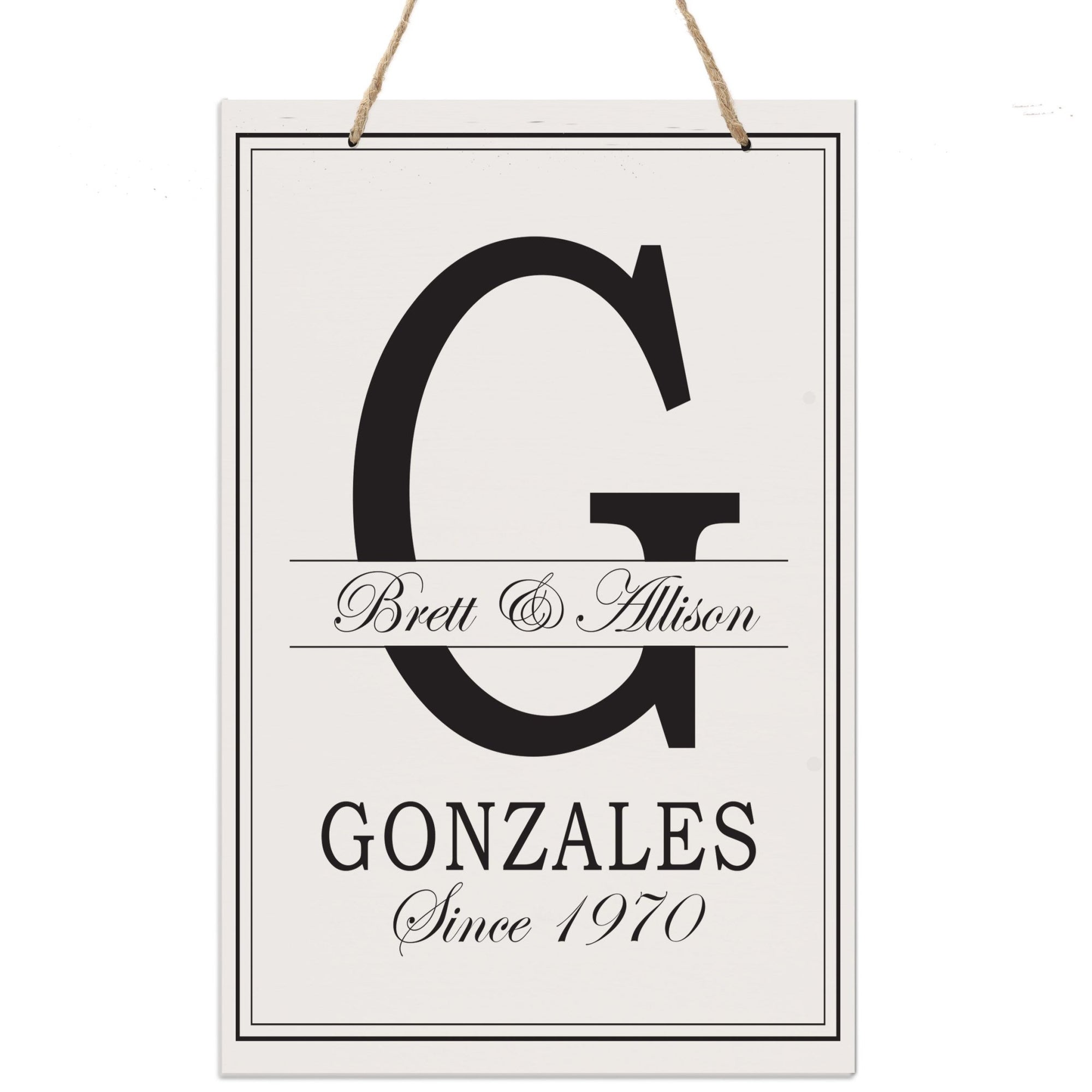 Personalized Monogram Hanging Sign 8x12 - G - LifeSong Milestones