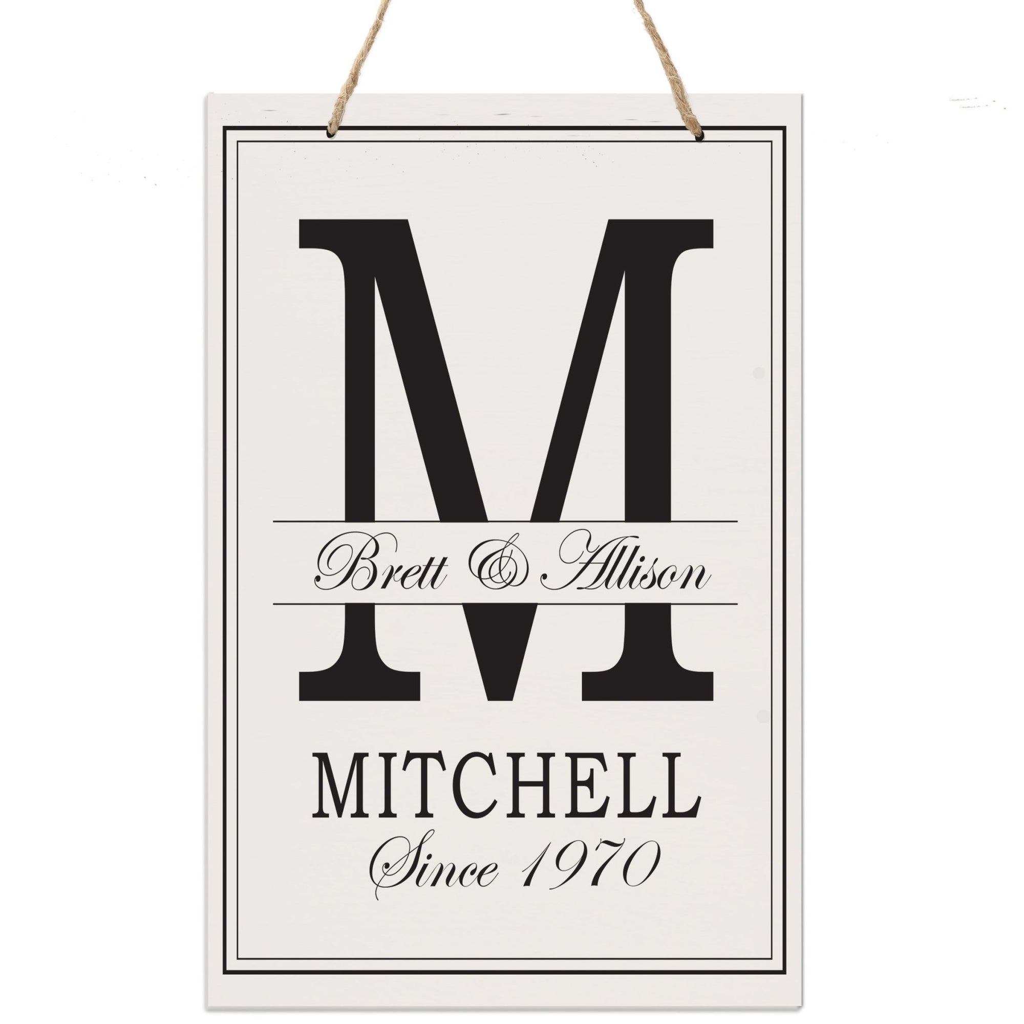 Personalized Monogram Hanging Sign 8x12 - M - LifeSong Milestones