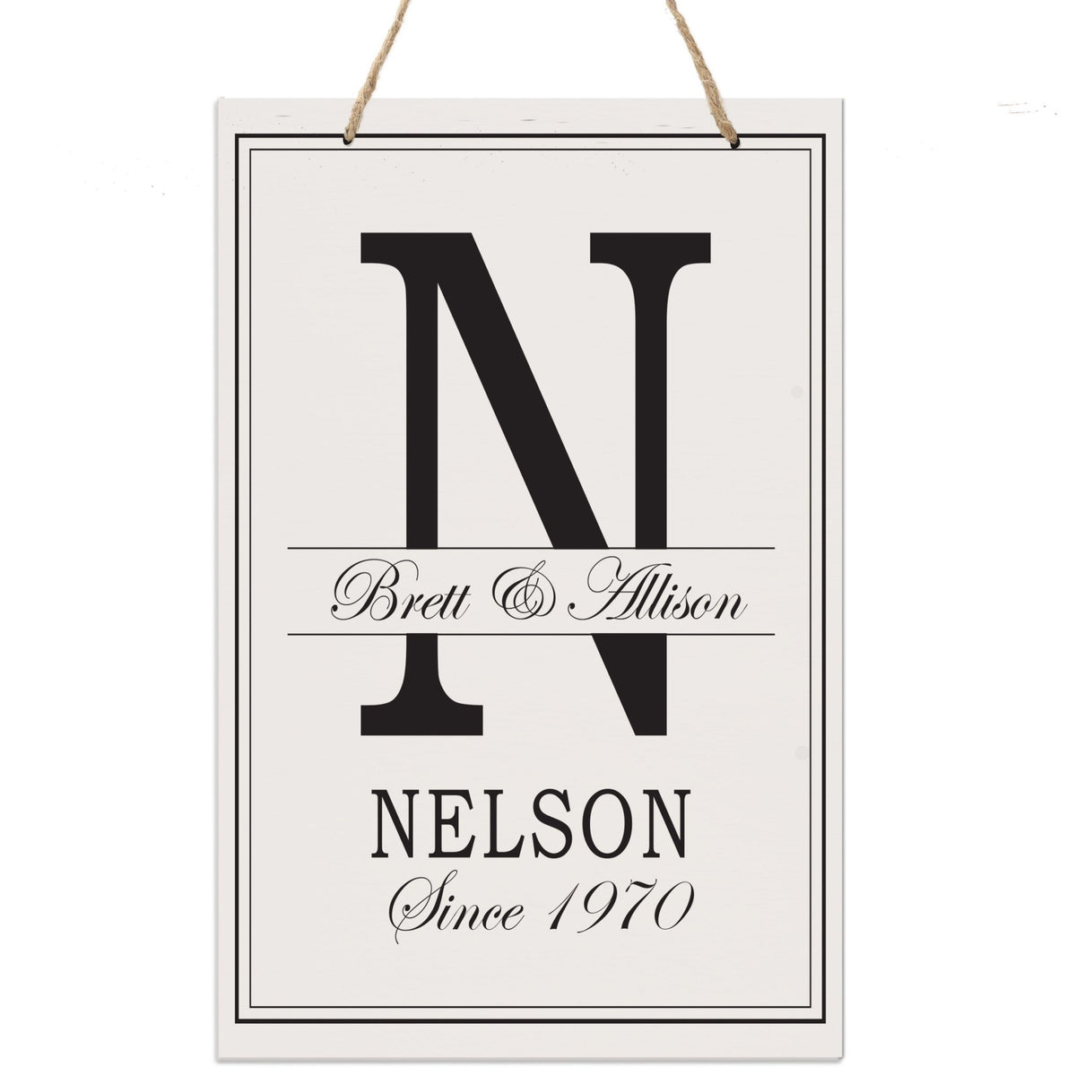 Personalized Monogram Hanging Sign 8x12 - N - LifeSong Milestones