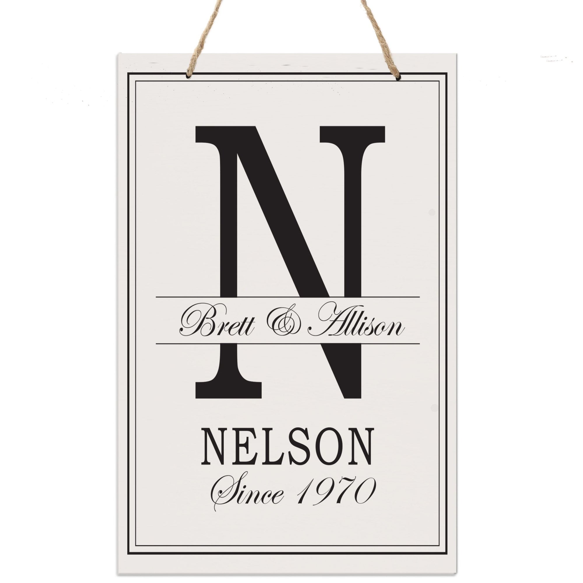 Personalized Monogram Hanging Sign 8x12 - N - LifeSong Milestones