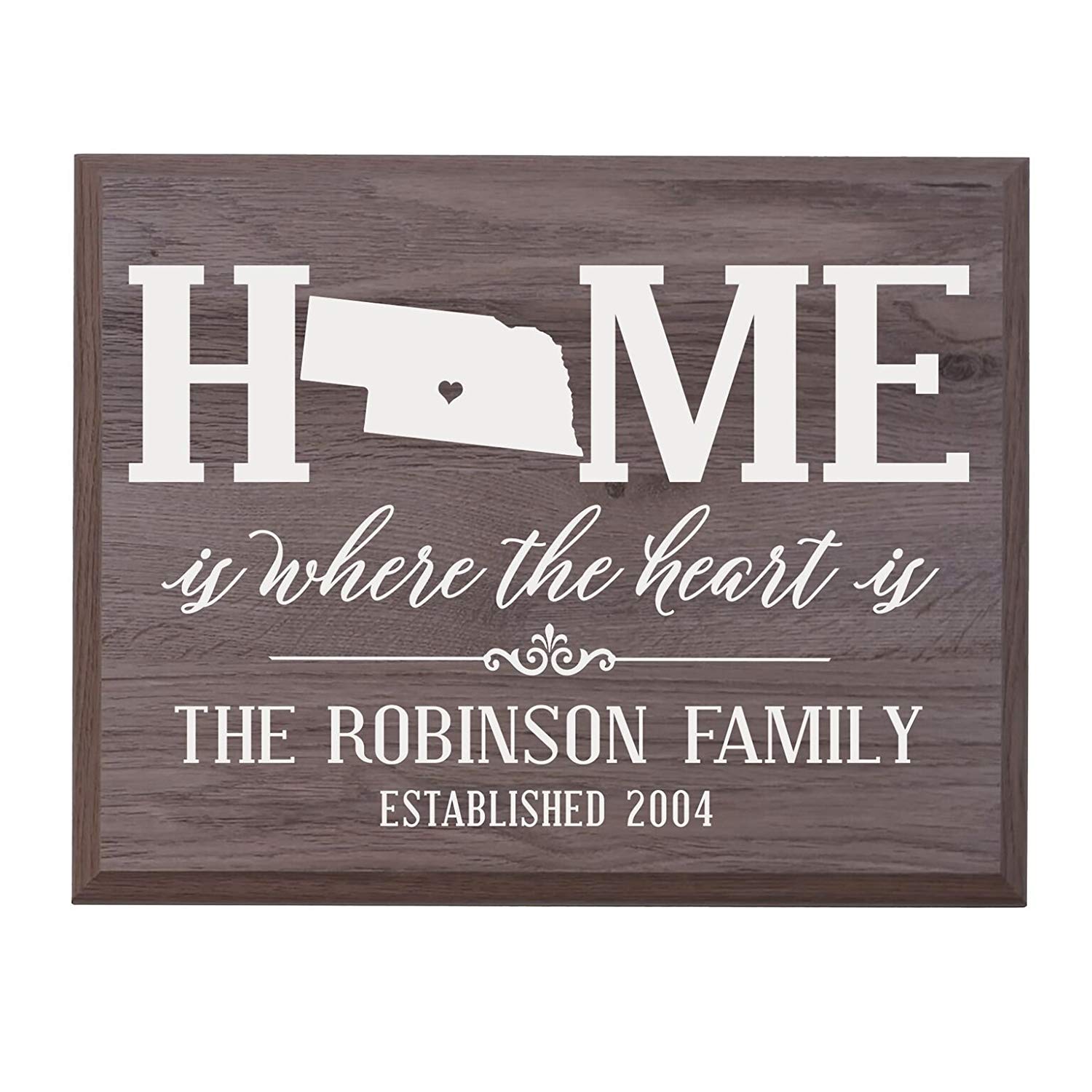 Personalized Nebraska State Home is Where the heart is Sign - LifeSong Milestones