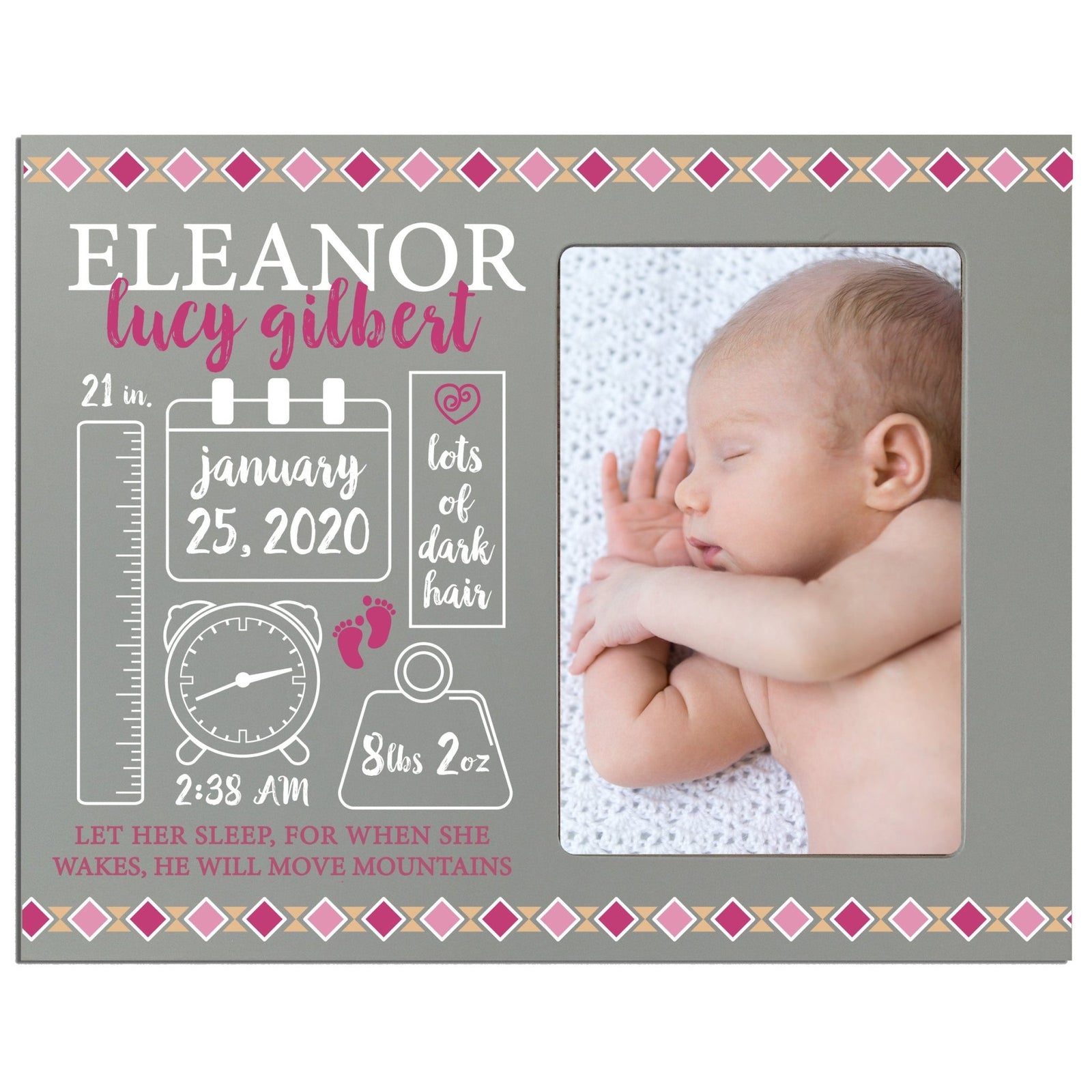 Personalized picture frame Custom offers Photo Frame Birth announcement Baby stats