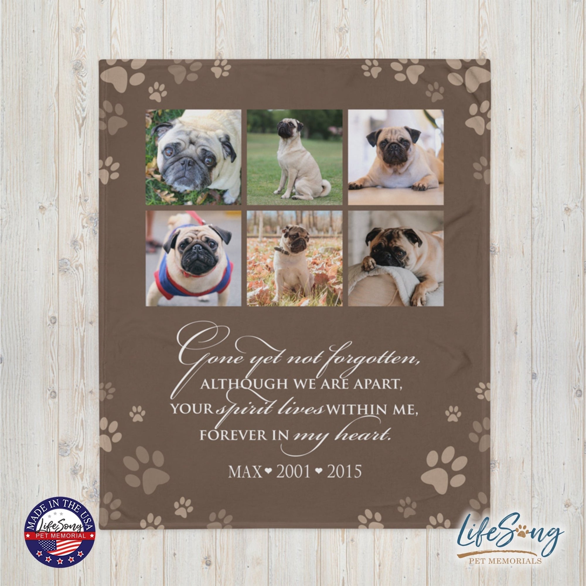 Personalized Pet Memorial Printed Throw Blanket - Gone Yet Not Forgotten - LifeSong Milestones