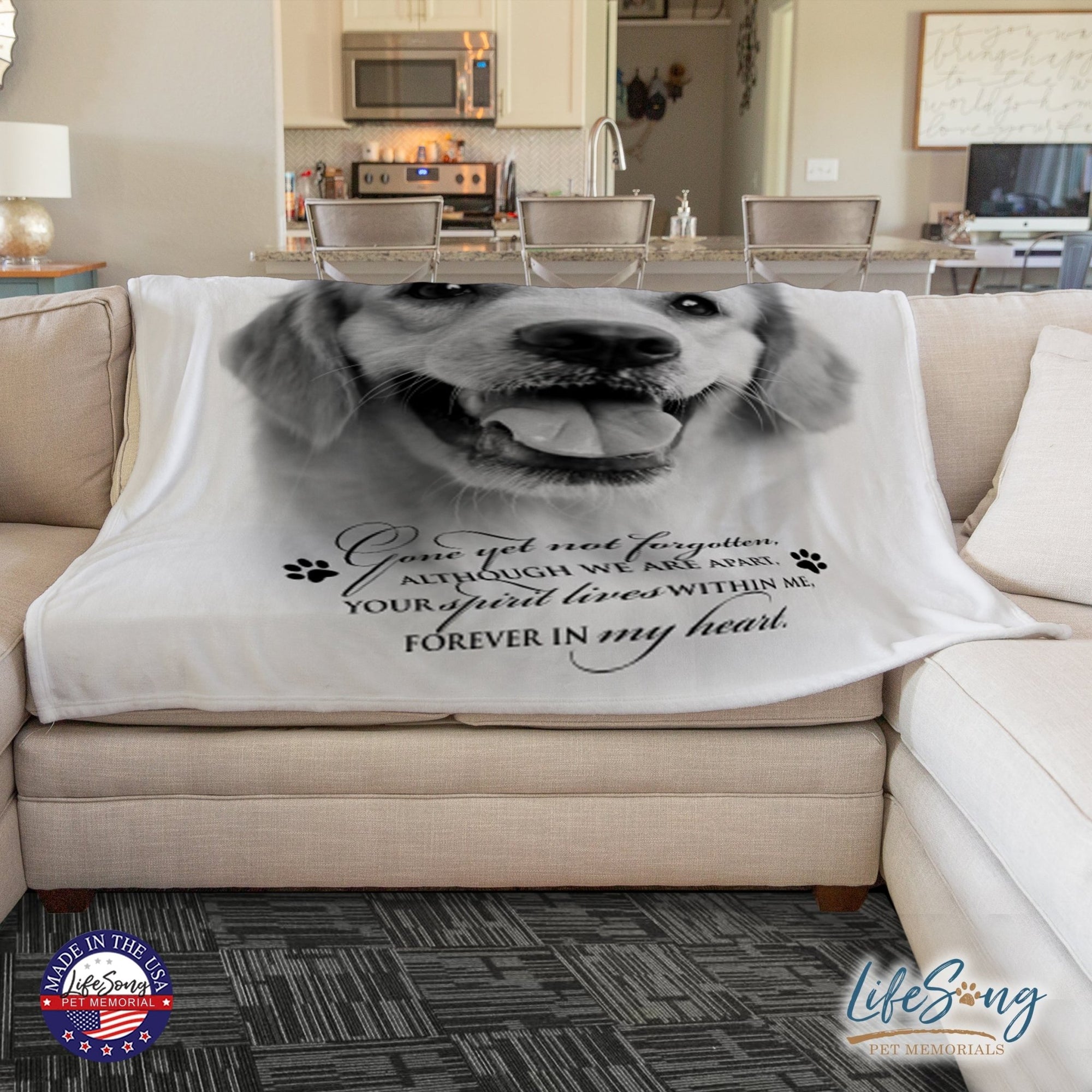 Personalized Pet Memorial Printed Throw Blanket - Gone Yet Not Forgotten - LifeSong Milestones