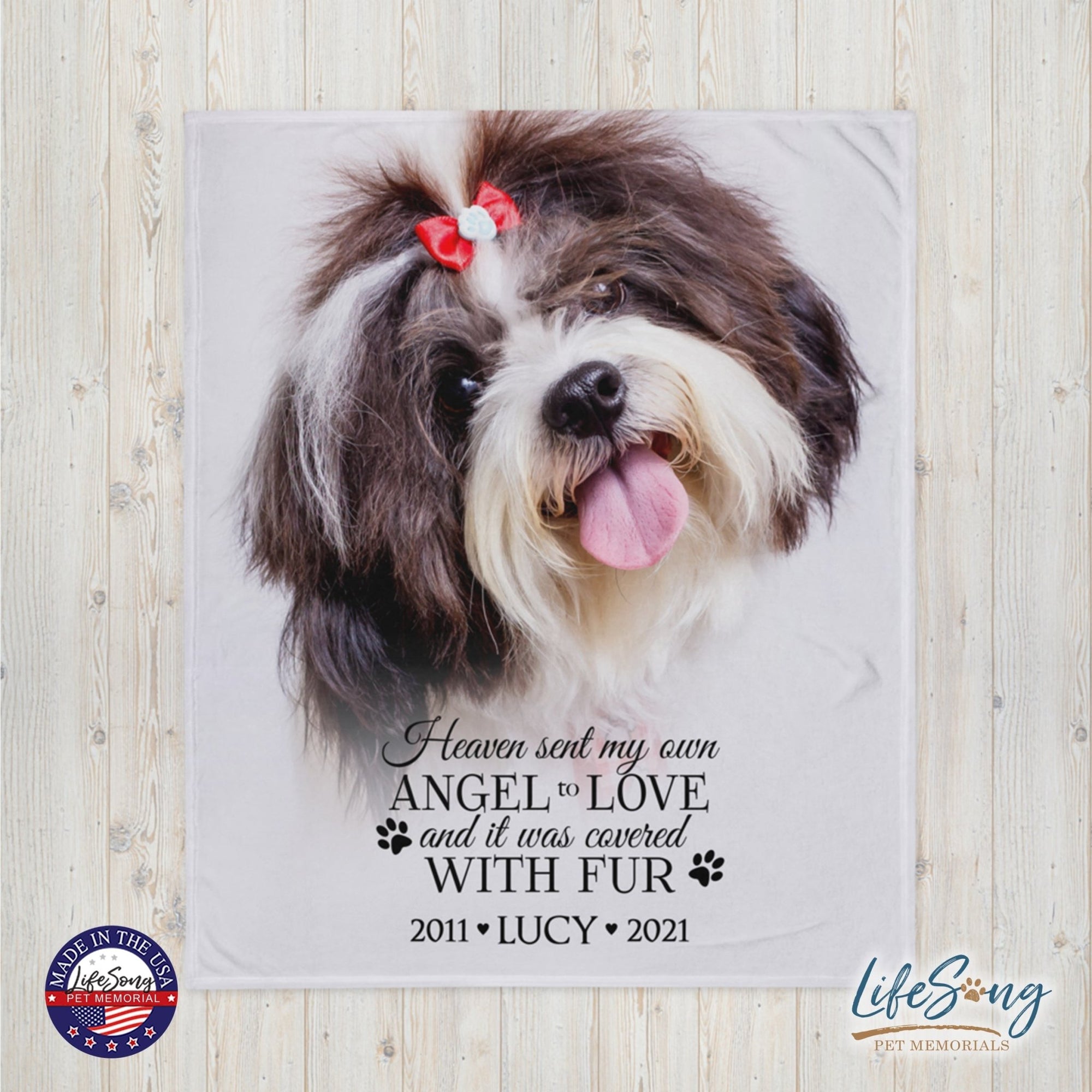 Personalized Pet Memorial Printed Throw Blanket - Heaven Sent My Own Angel - LifeSong Milestones