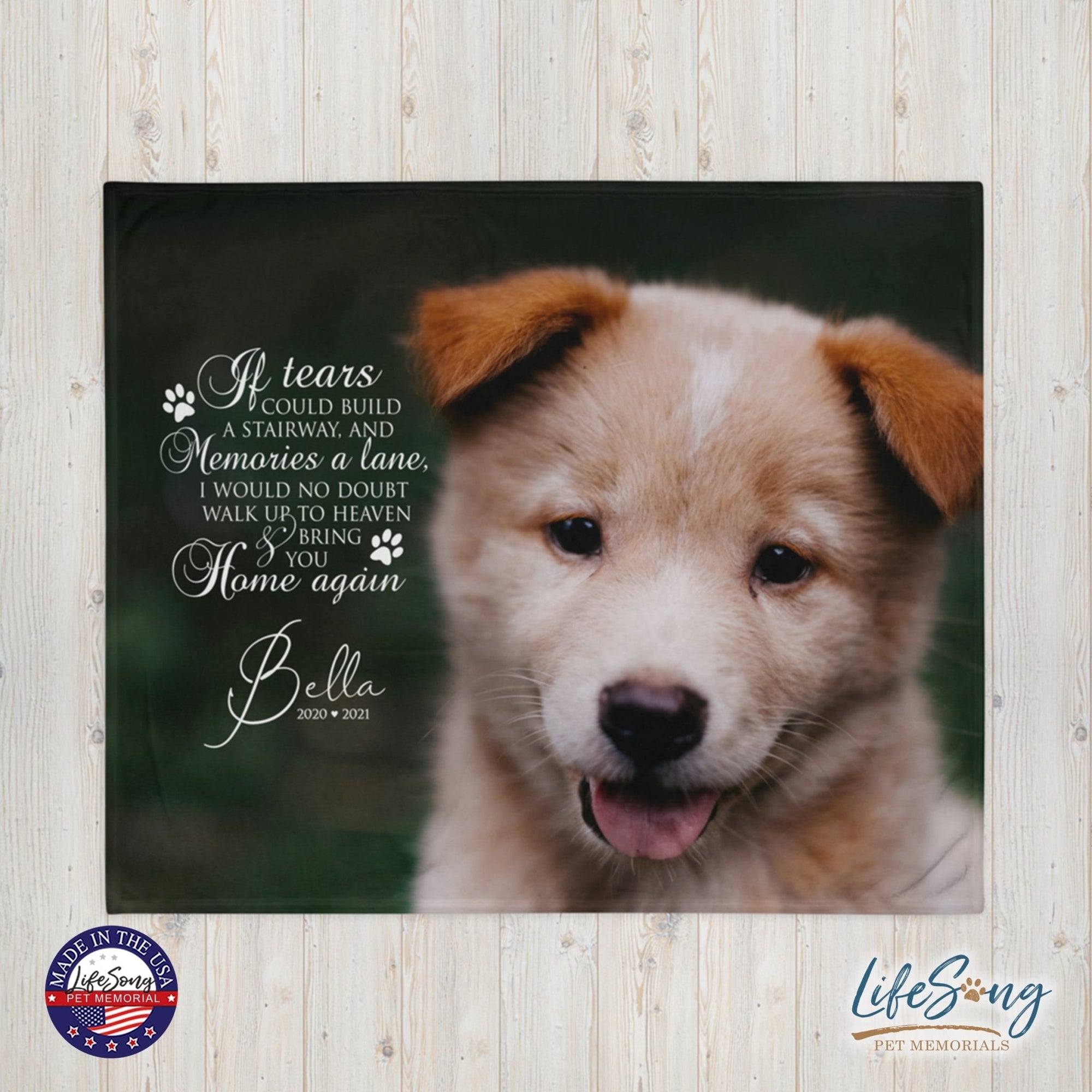 Personalized Pet Memorial Printed Throw Blanket - If Tears Could Build A Stairway - LifeSong Milestones