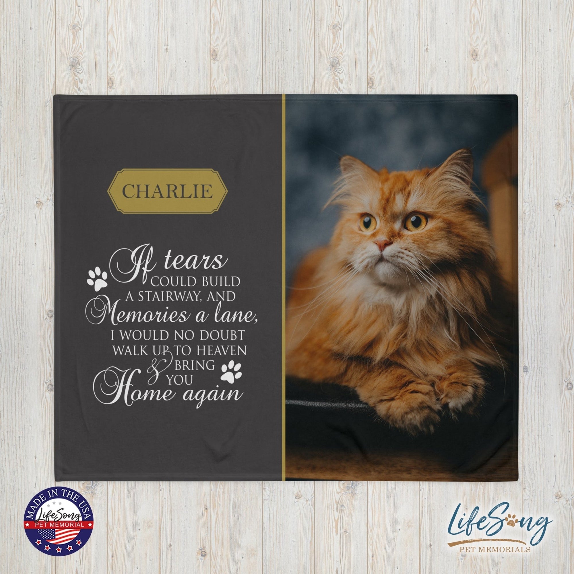 Personalized Pet Memorial Printed Throw Blanket - If Tears Could Build A Stairway - LifeSong Milestones