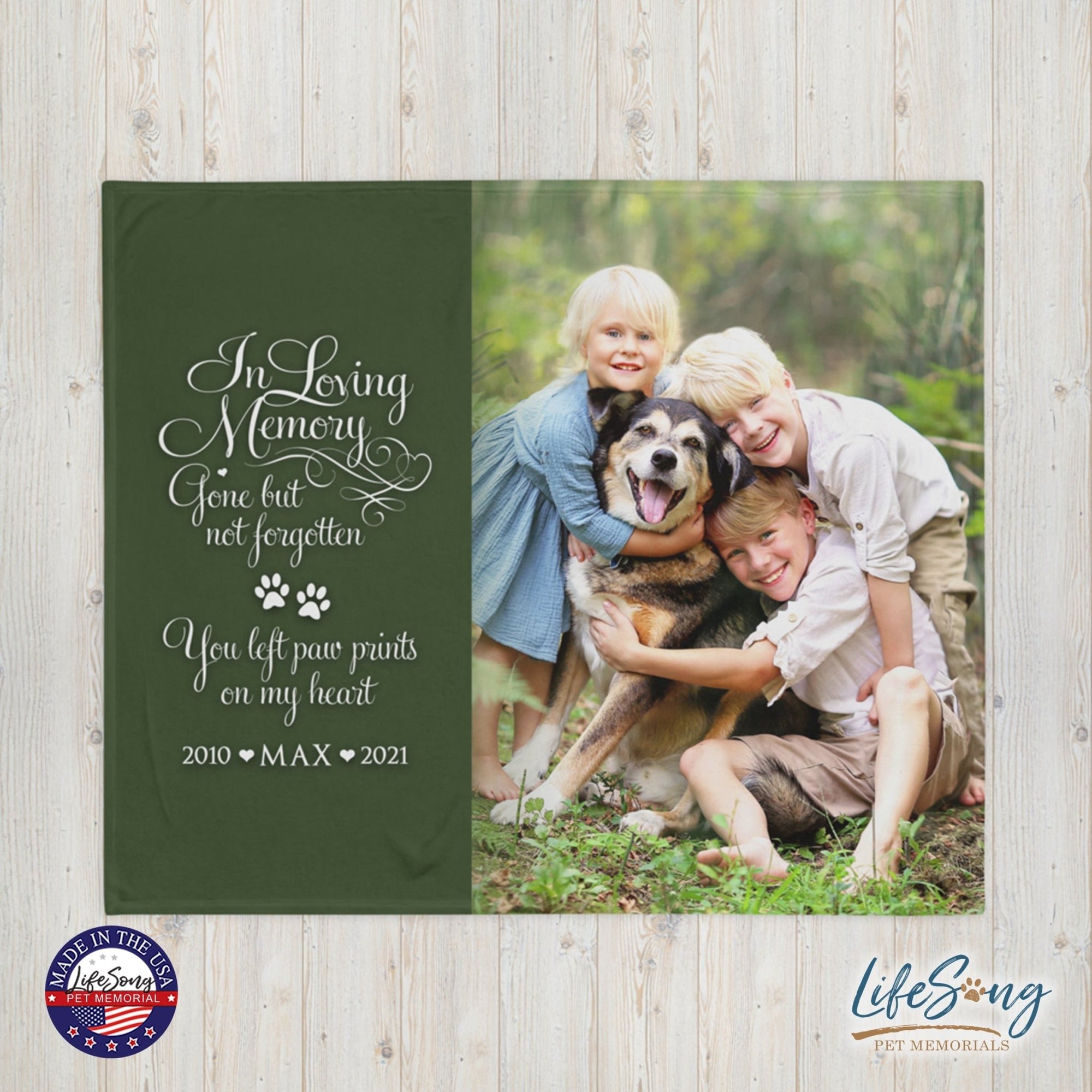 Personalized Pet Memorial Printed Throw Blanket - In Loving Memory - LifeSong Milestones