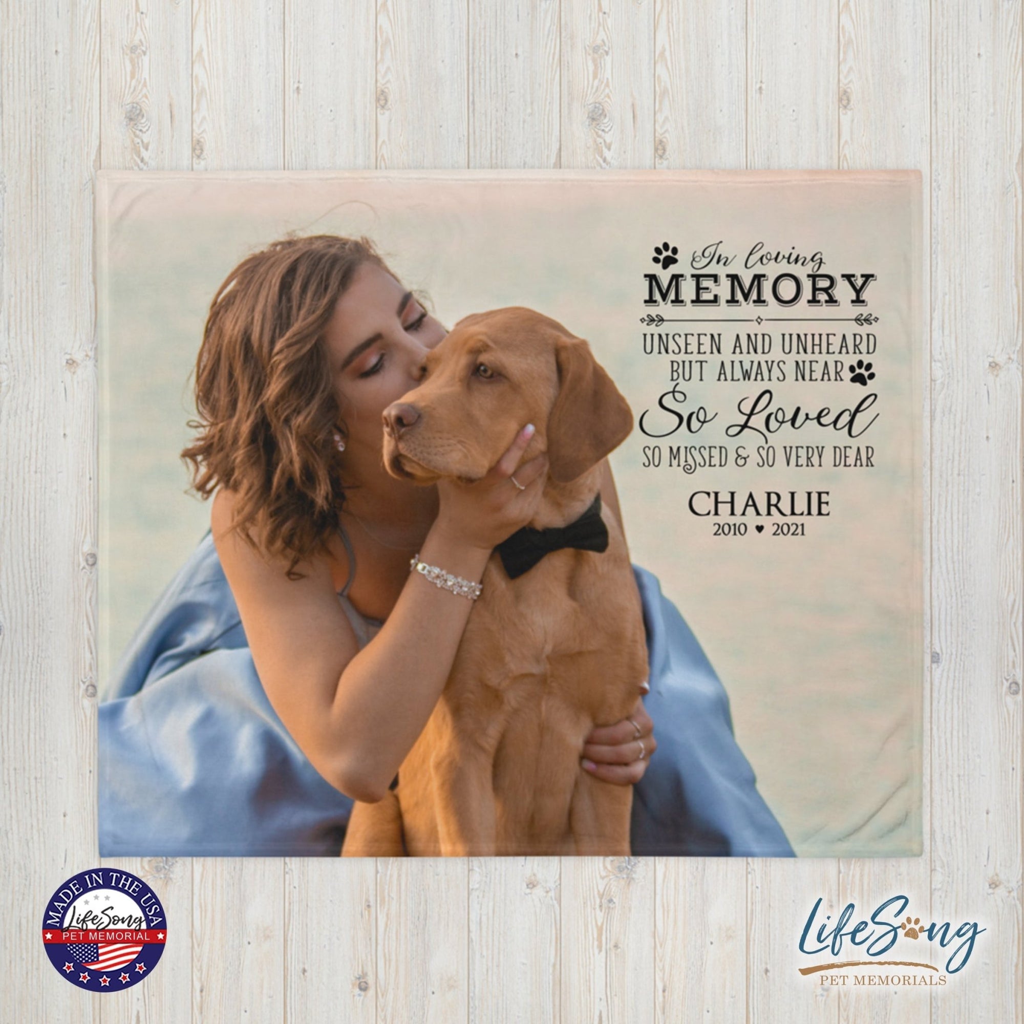 Personalized Pet Memorial Printed Throw Blanket In Loving Memory LifeSong Milestones