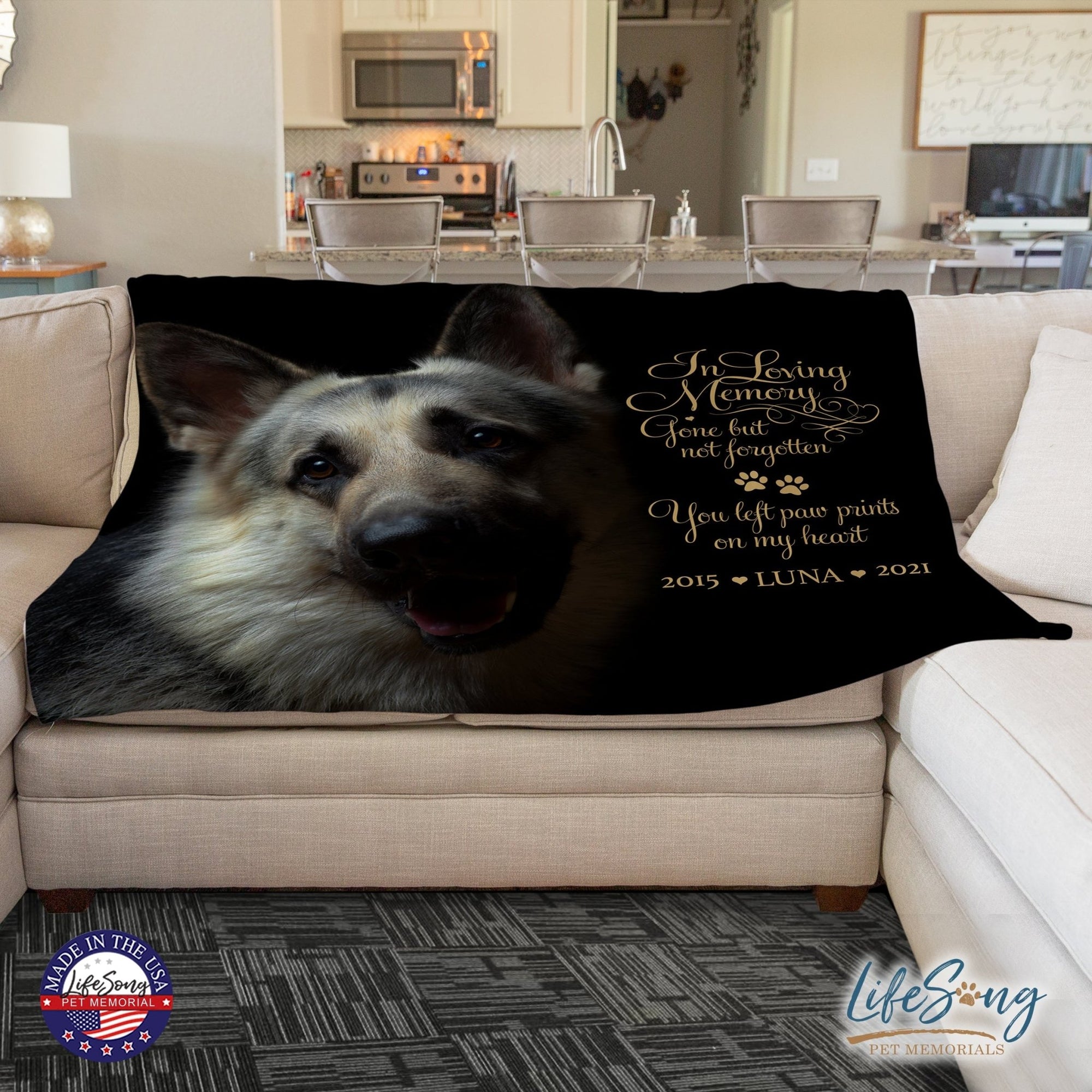 Personalized Pet Memorial Printed Throw Blanket - In Loving Memory - LifeSong Milestones