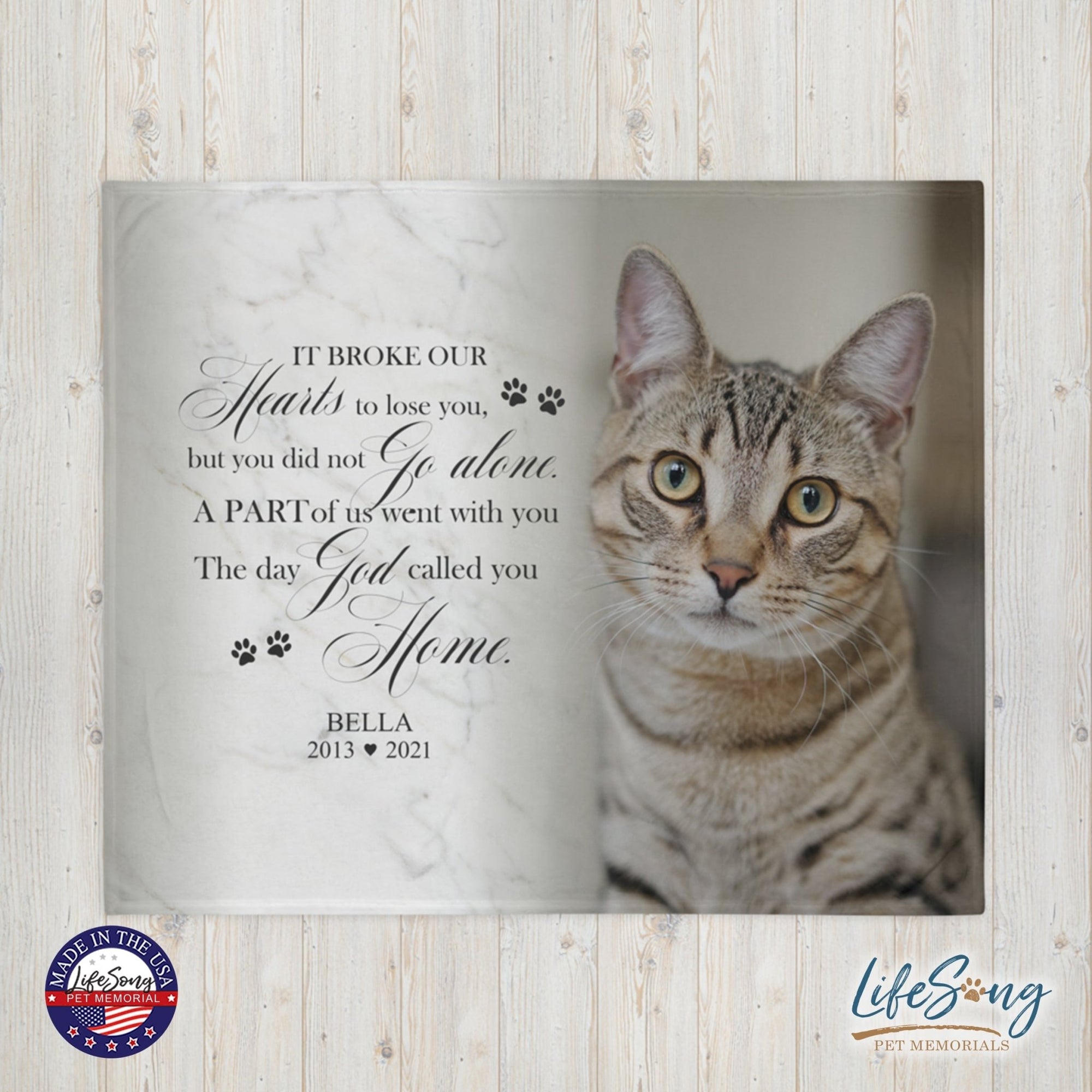 Personalized Pet Memorial Printed Throw Blanket - It Broke Our Hearts To Lose You - LifeSong Milestones