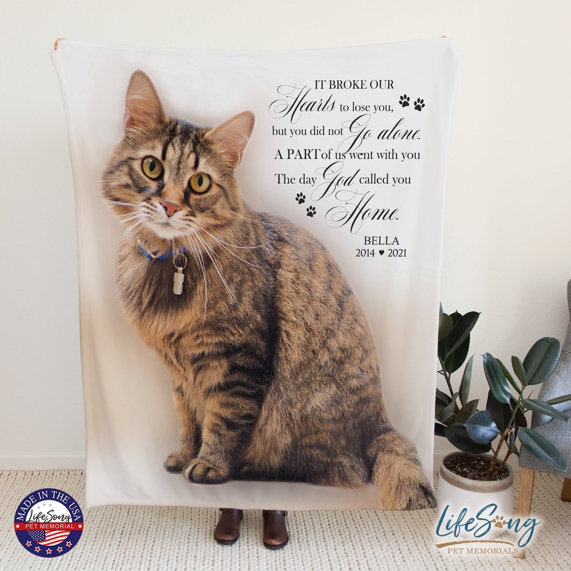 Personalized Pet Memorial Printed Throw Blanket - It Broke Our Hearts To Lose You - LifeSong Milestones