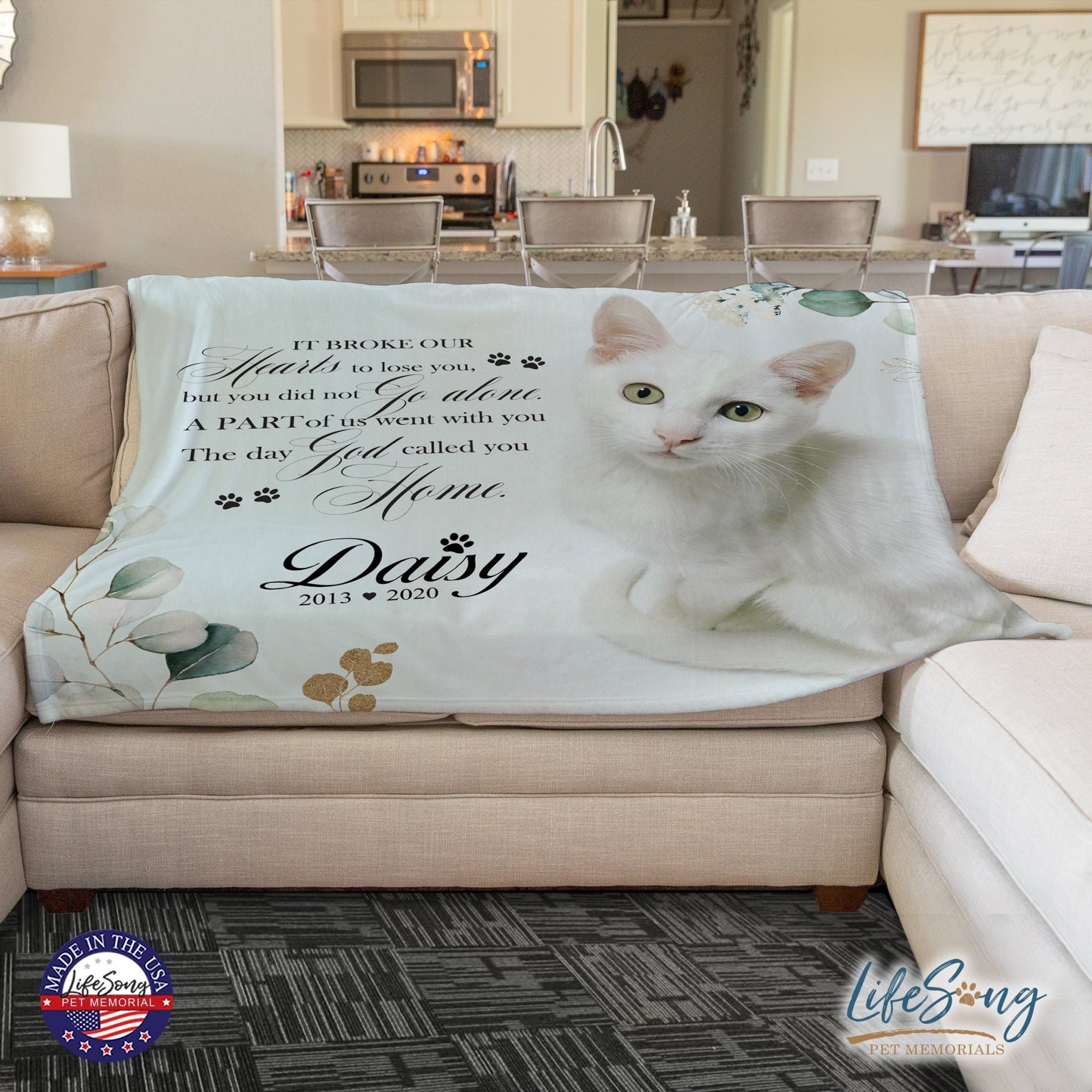 Personalized Pet Memorial Printed Throw Blanket - It Broke Our Hearts To Lose You - LifeSong Milestones