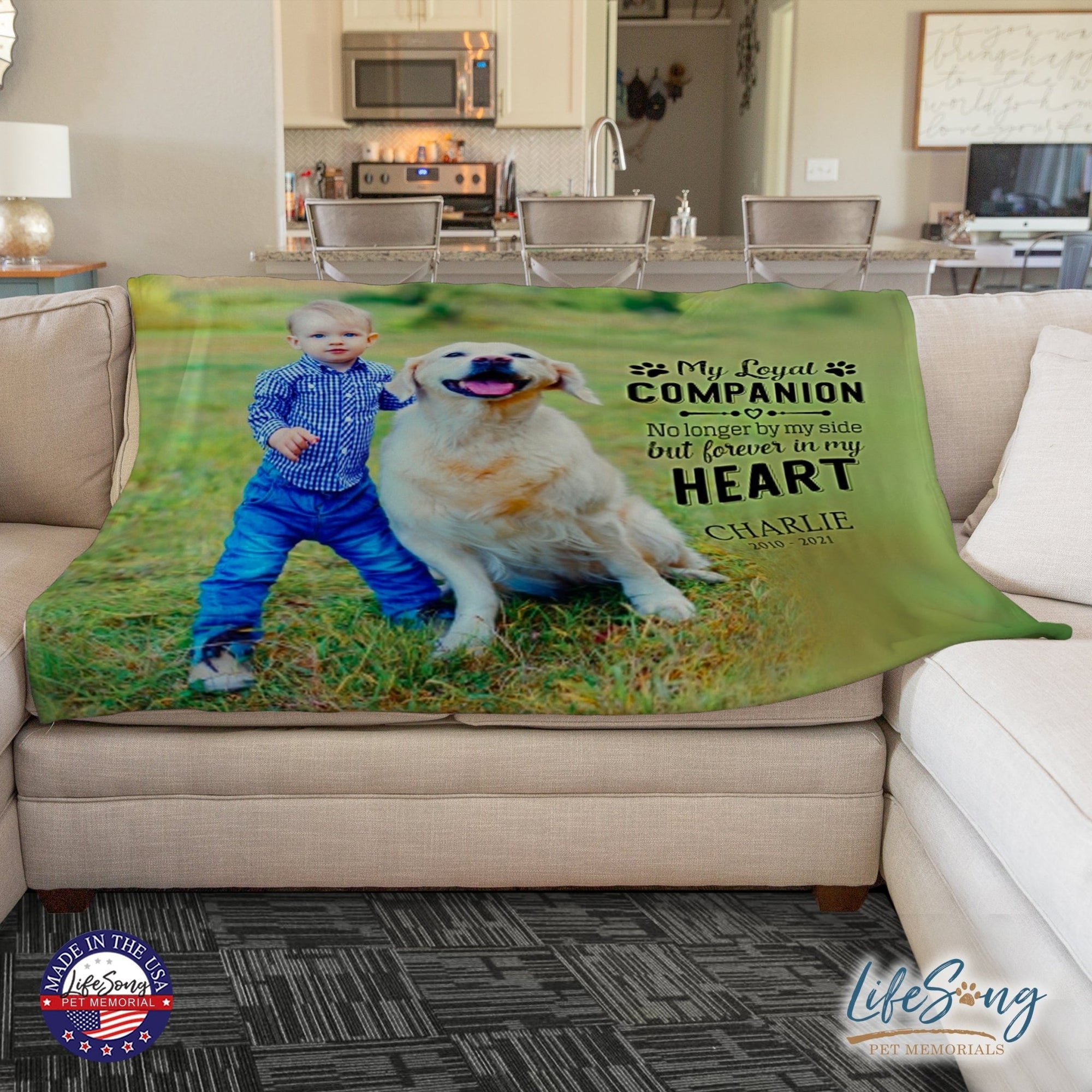 Personalized Pet Memorial Printed Throw Blanket - My Loyal Companion - LifeSong Milestones