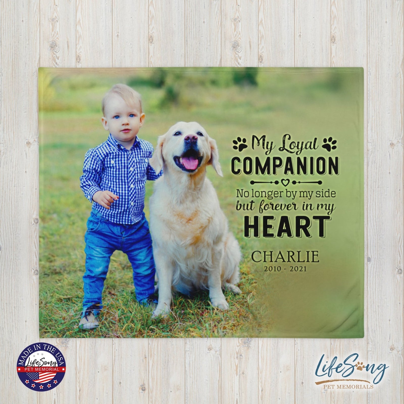 Personalized Pet Memorial Printed Throw Blanket My Loyal Companion LifeSong Milestones