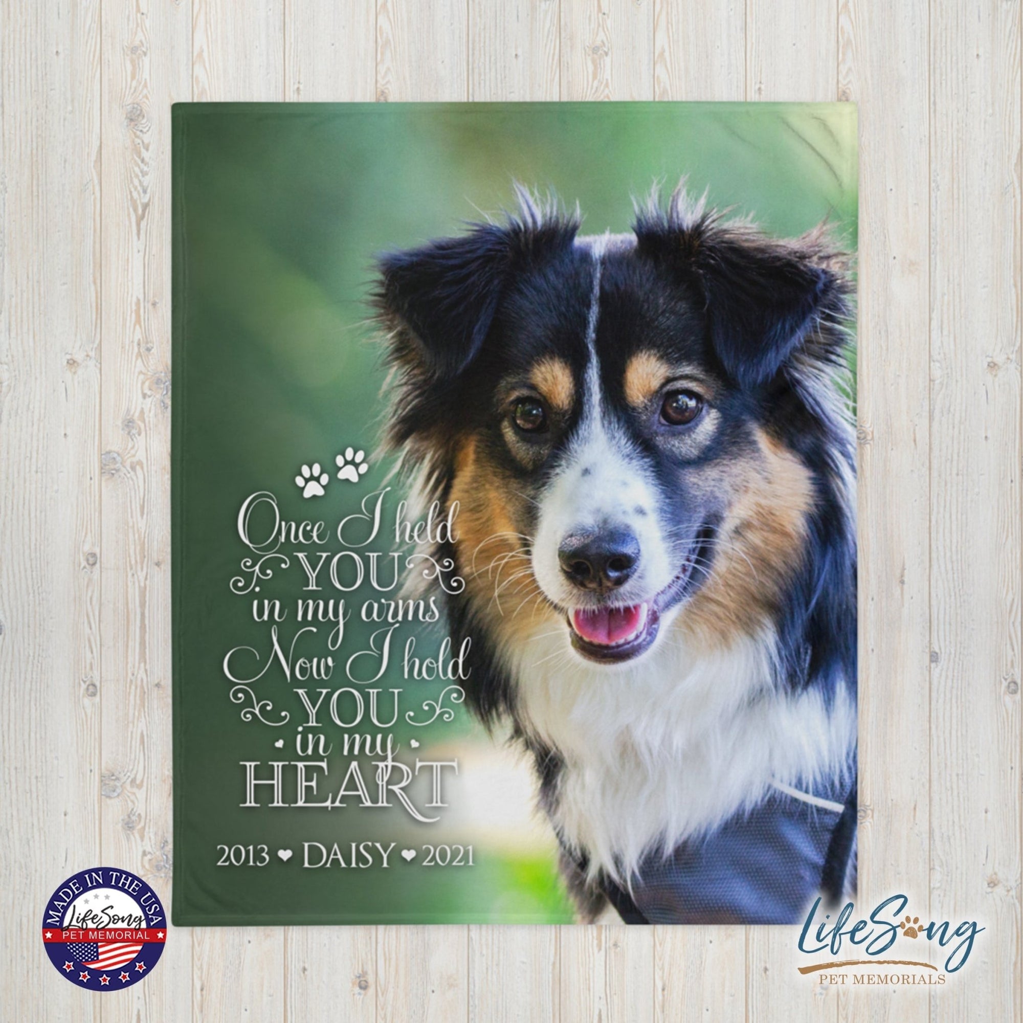 Personalized Pet Memorial Printed Throw Blanket - Once I Held You In My Arms - LifeSong Milestones