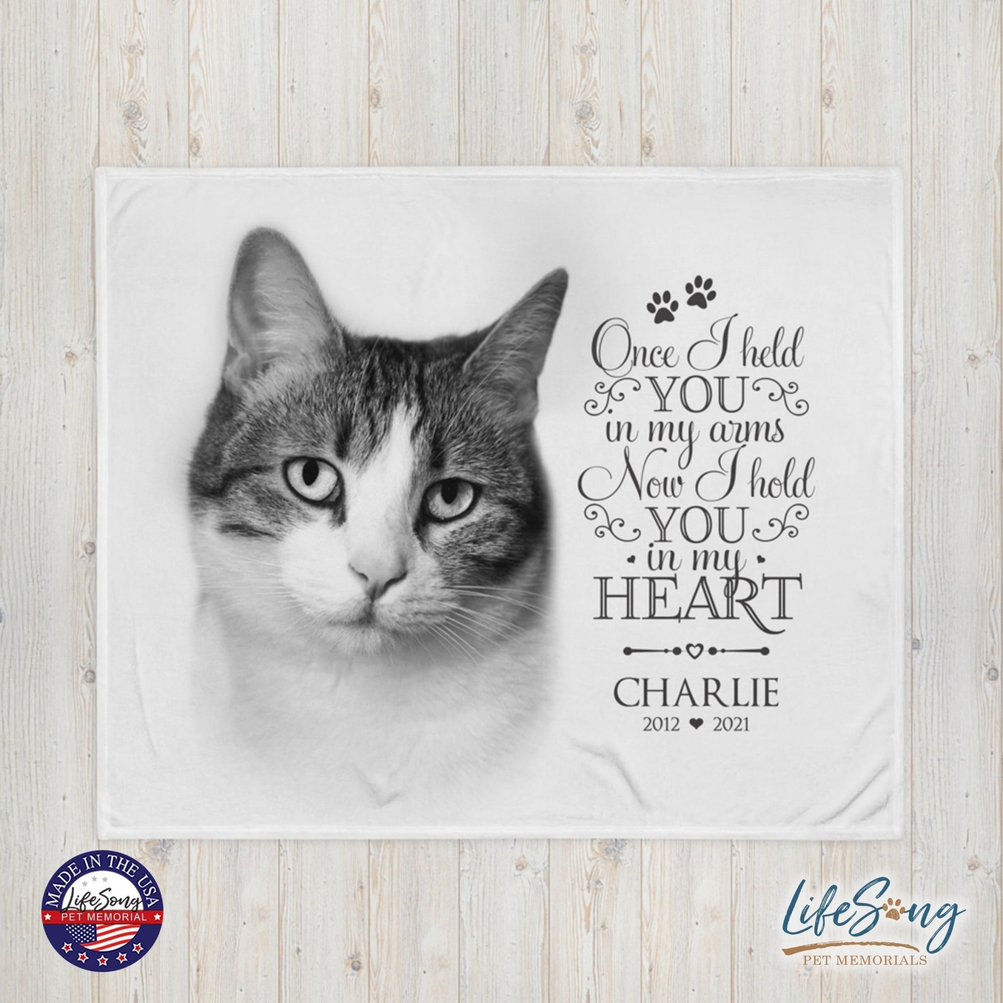 Personalized Pet Memorial Printed Throw Blanket - Once I Held You In My Arms - LifeSong Milestones