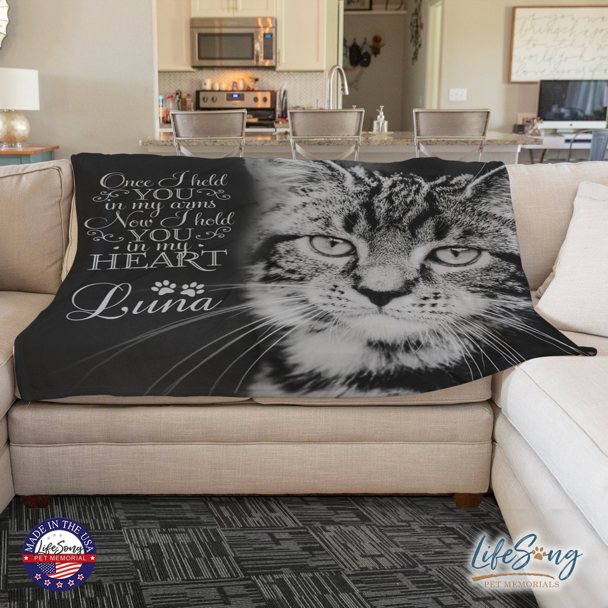 Personalized Pet Memorial Printed Throw Blanket - Once I Held You In My Arms - LifeSong Milestones