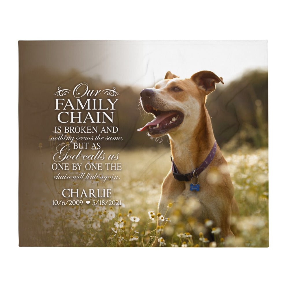 Personalized Pet Memorial Printed Throw Blanket - Our Family Chain Is Broken - LifeSong Milestones