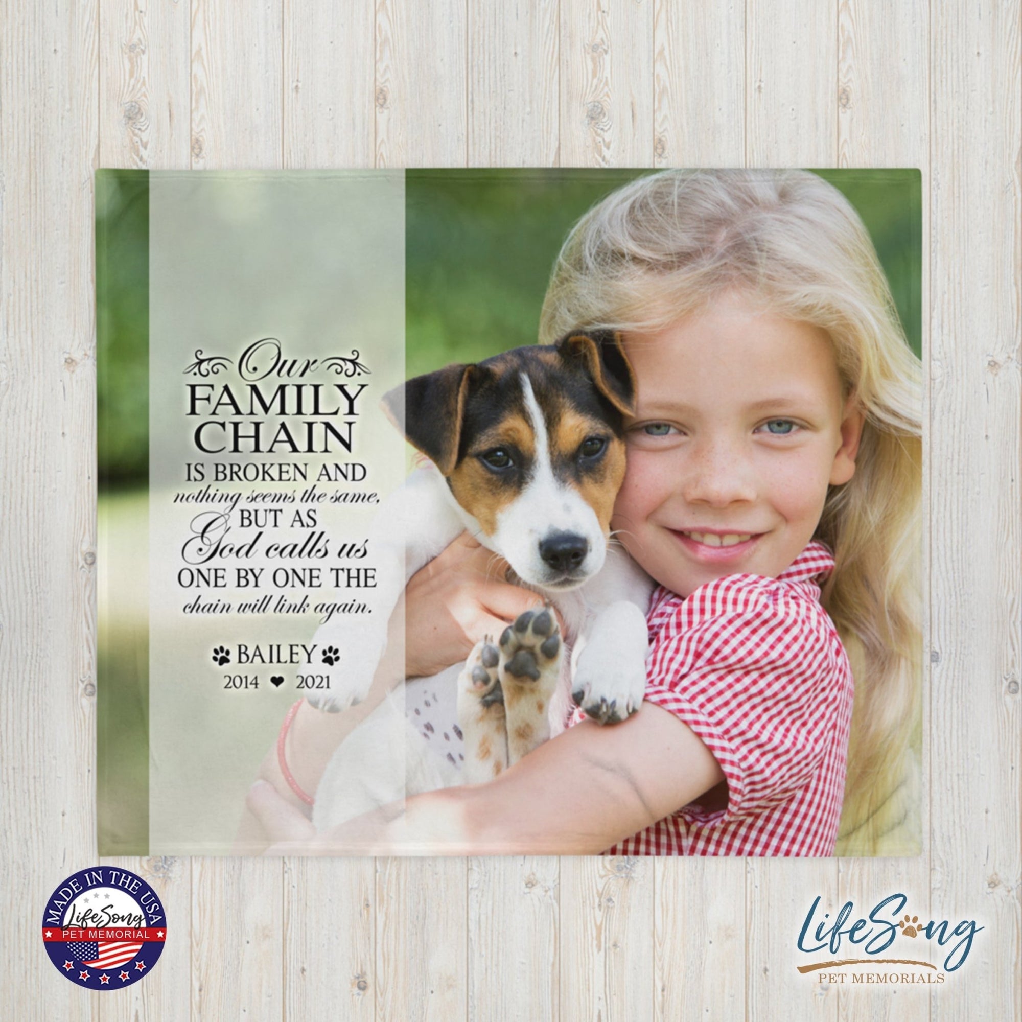 Personalized Pet Memorial Printed Throw Blanket - Our Family Chain Is Broken - LifeSong Milestones