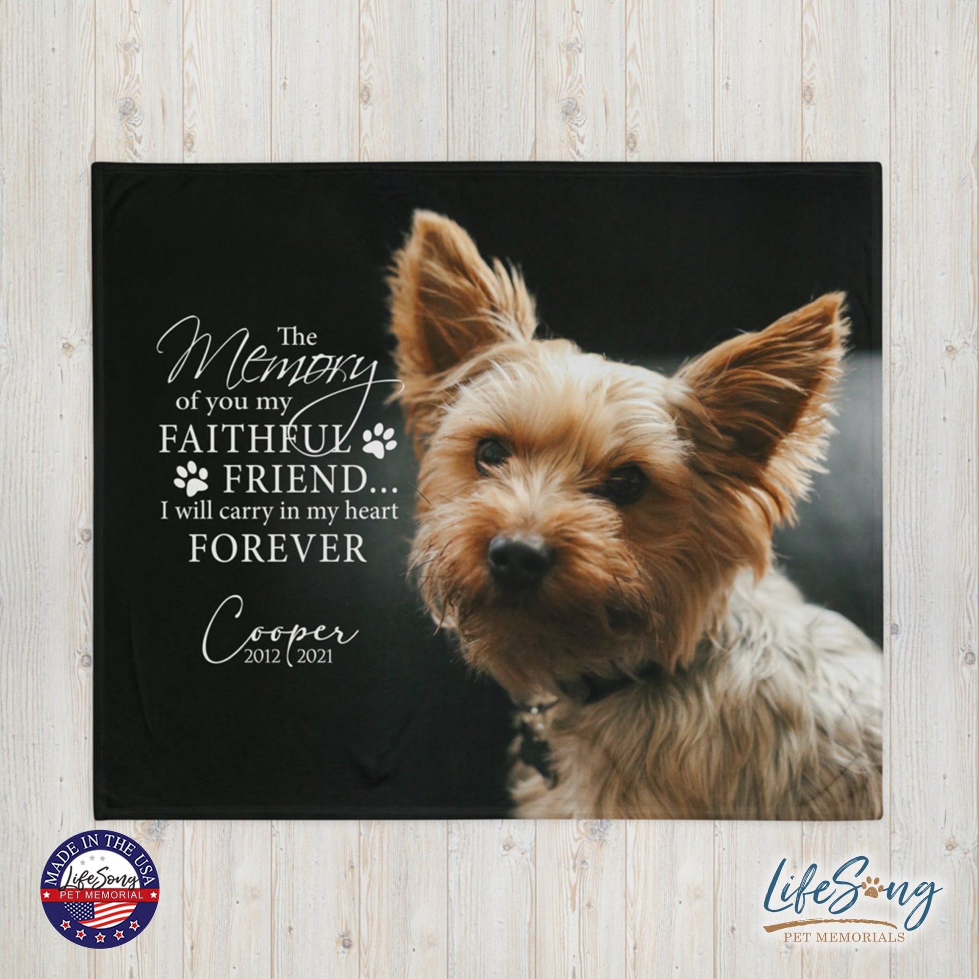 Personalized Pet Memorial Printed Throw Blanket - The Memory Of You - LifeSong Milestones