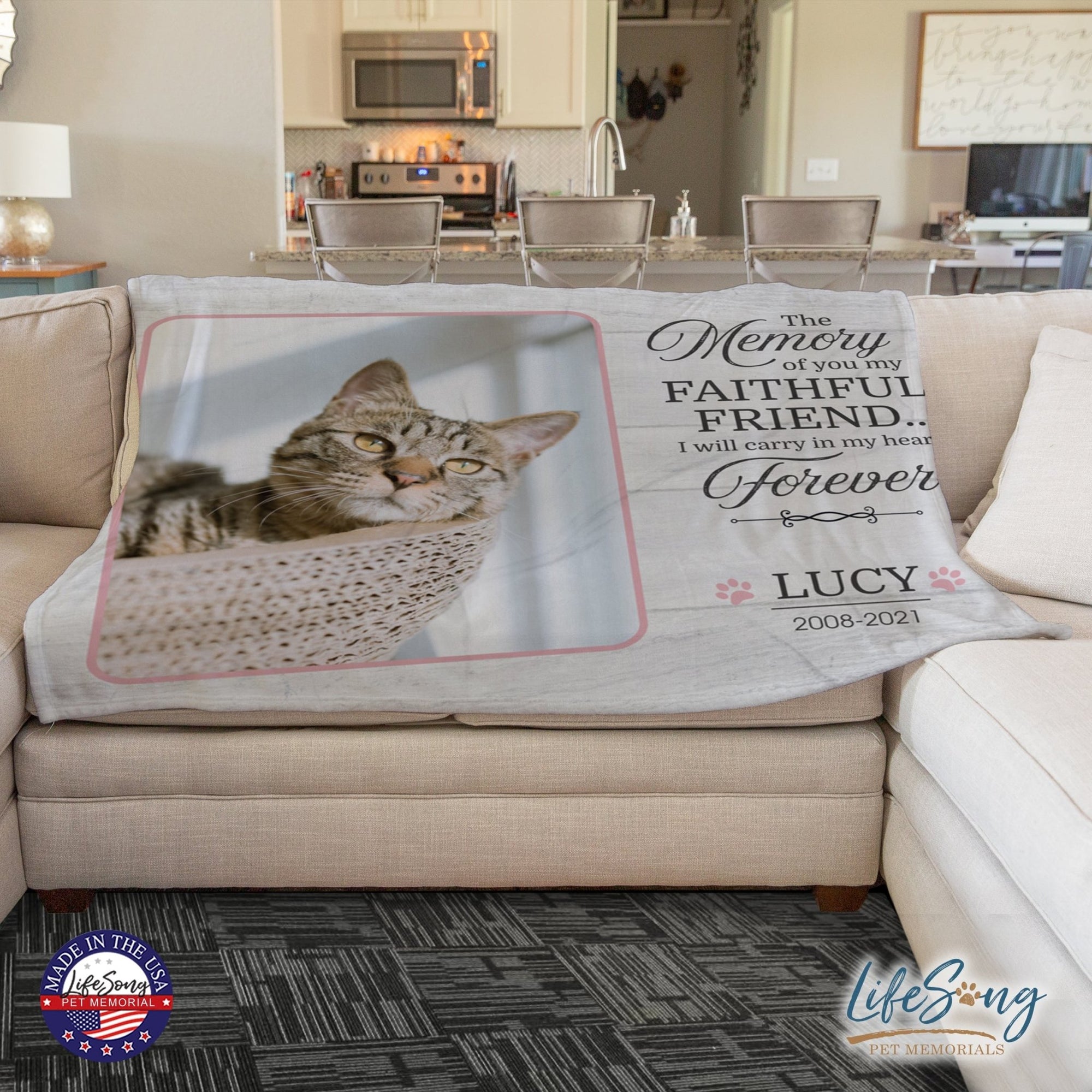 Personalized Pet Memorial Printed Throw Blanket - The Memory of You - LifeSong Milestones