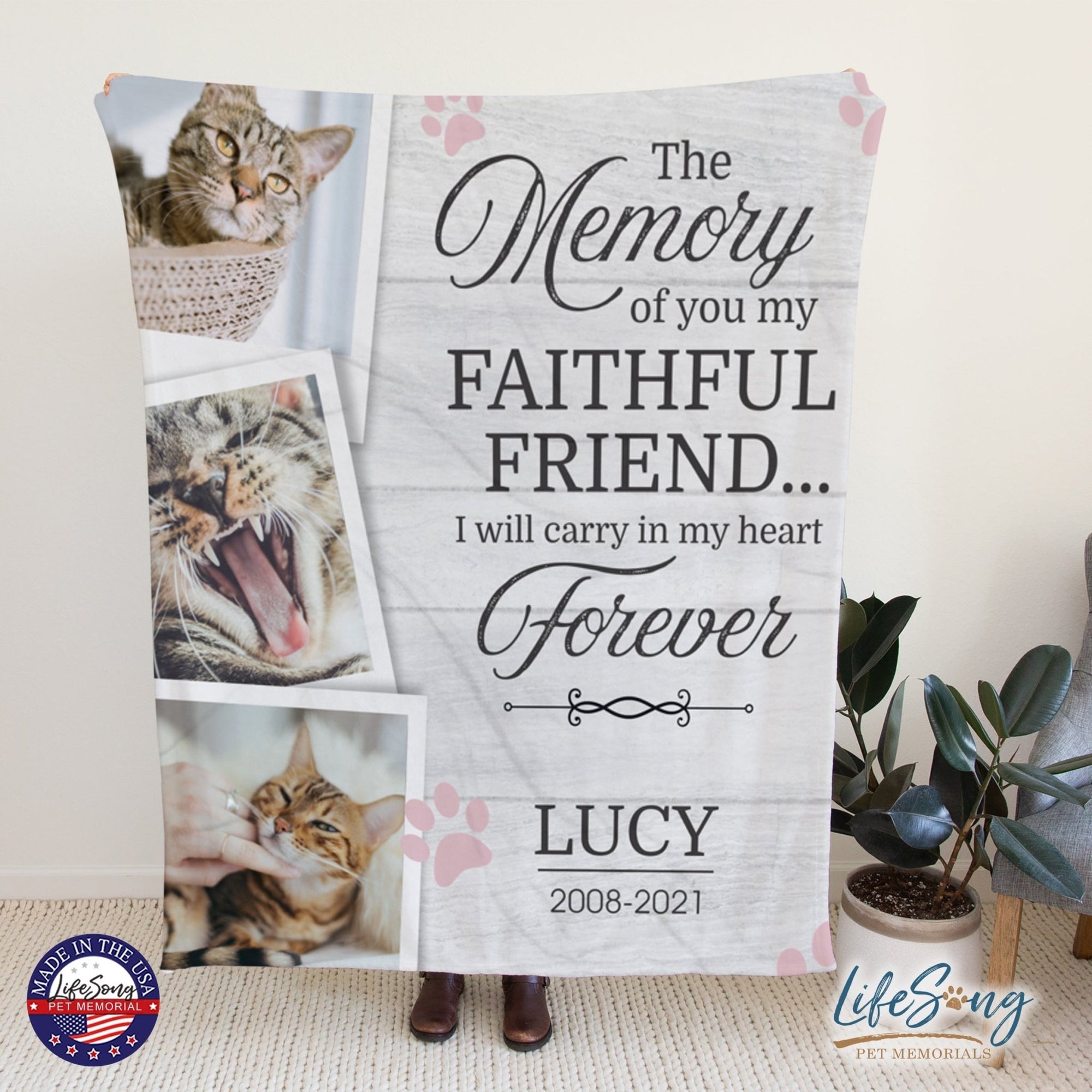 Personalized Pet Memorial Printed Throw Blanket - The Memory Of You - LifeSong Milestones