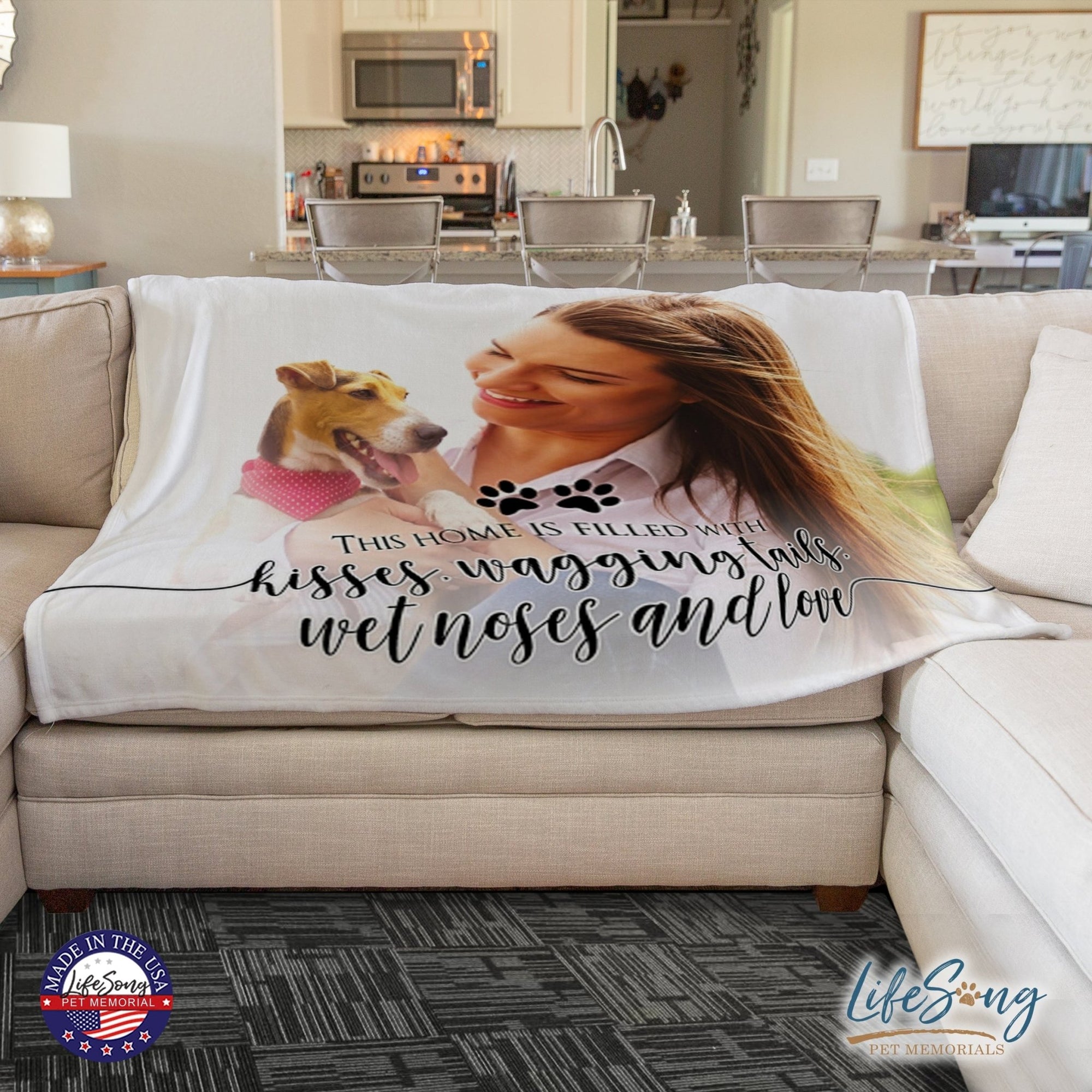 Personalized Pet Memorial Printed Throw Blanket - This Home Is Filled - LifeSong Milestones