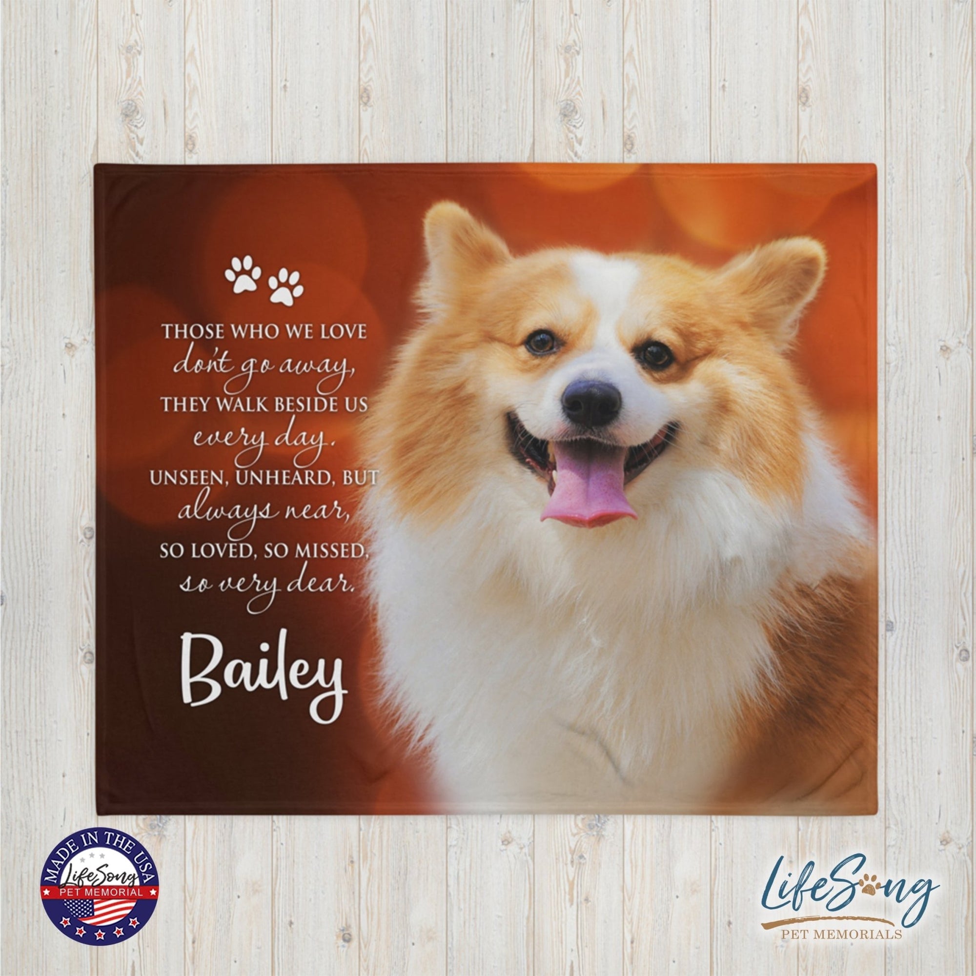 Personalized Pet Memorial Printed Throw Blanket - Those Who We Love Don't Go Away - LifeSong Milestones