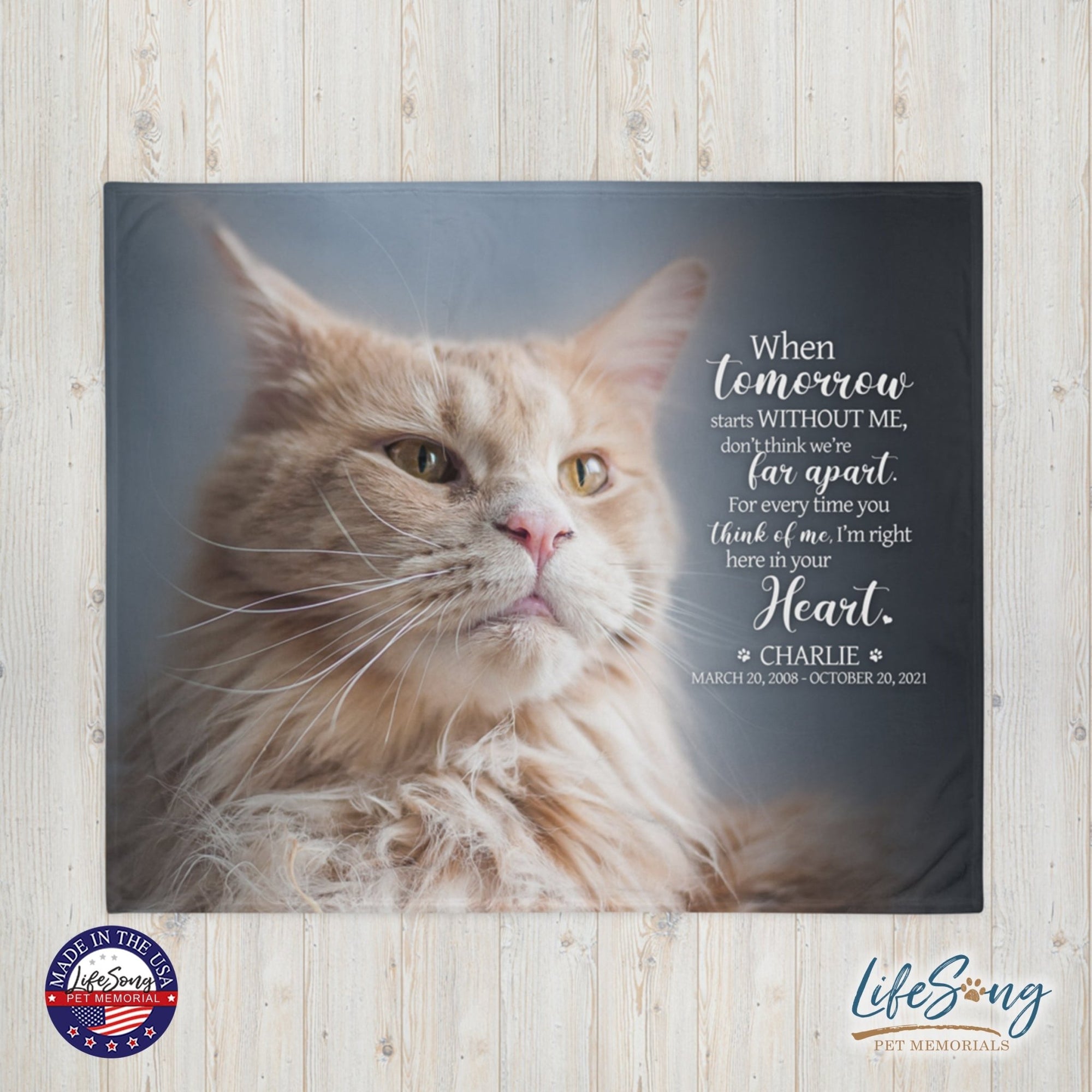 Personalized Pet Memorial Printed Throw Blanket - When Tomorrow Starts Without Me - LifeSong Milestones