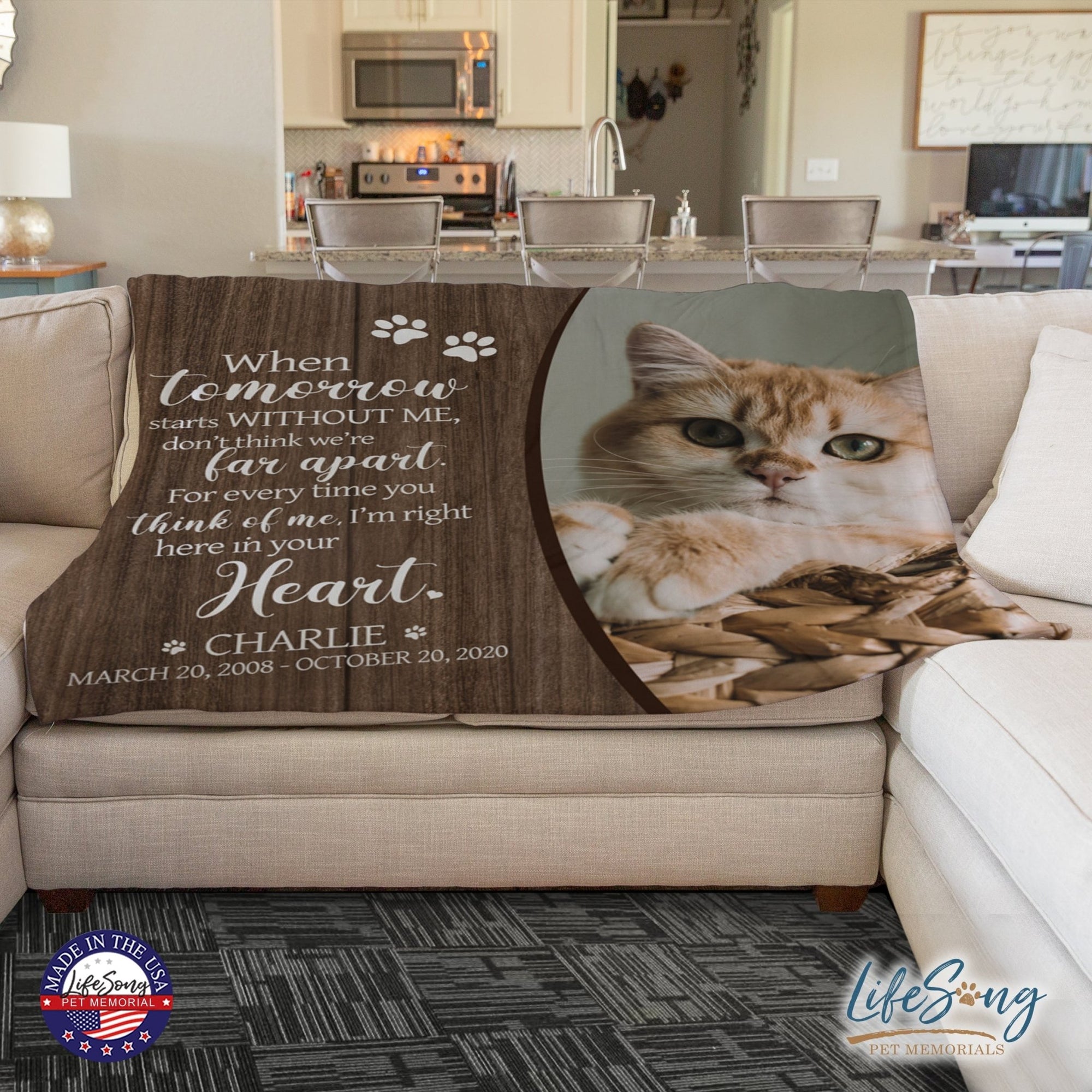 Personalized Pet Memorial Printed Throw Blanket - When Tomorrow Starts Without Me - LifeSong Milestones