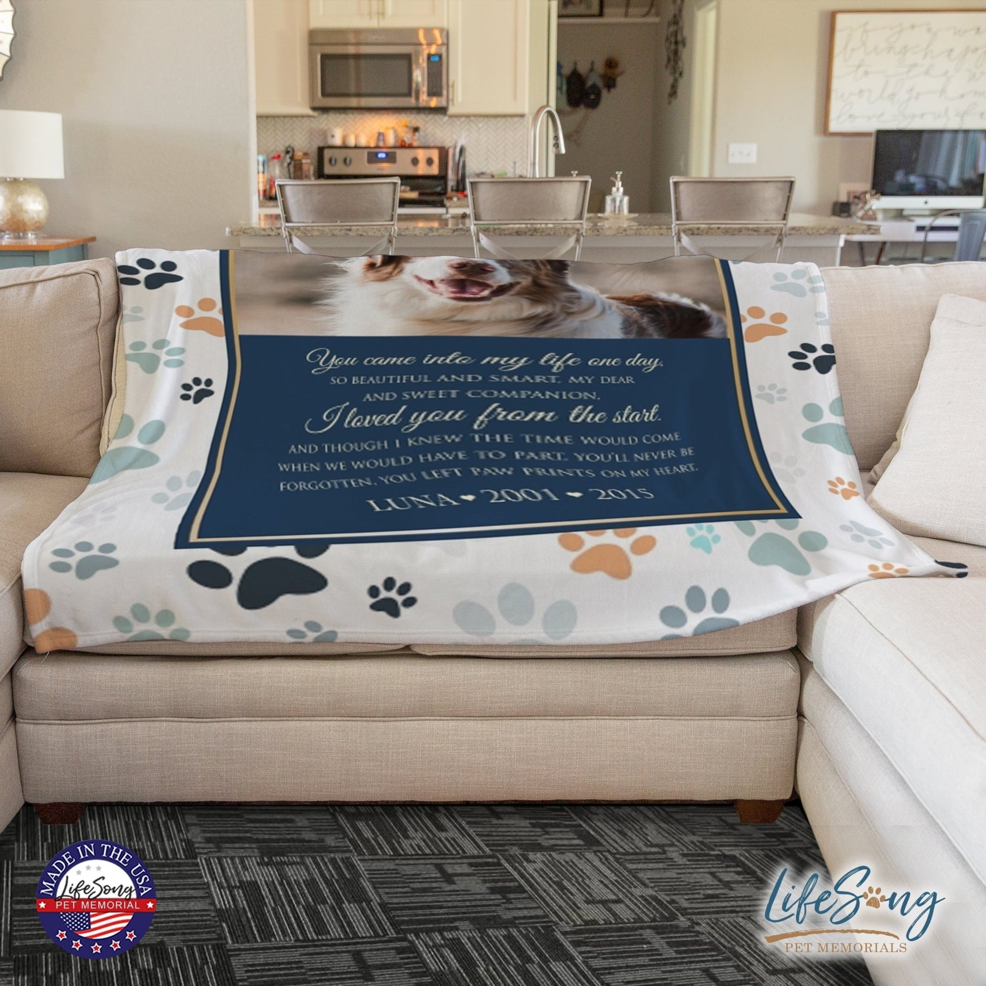 Personalized Pet Memorial Printed Throw Blanket - You Came Into My Life One Day - LifeSong Milestones