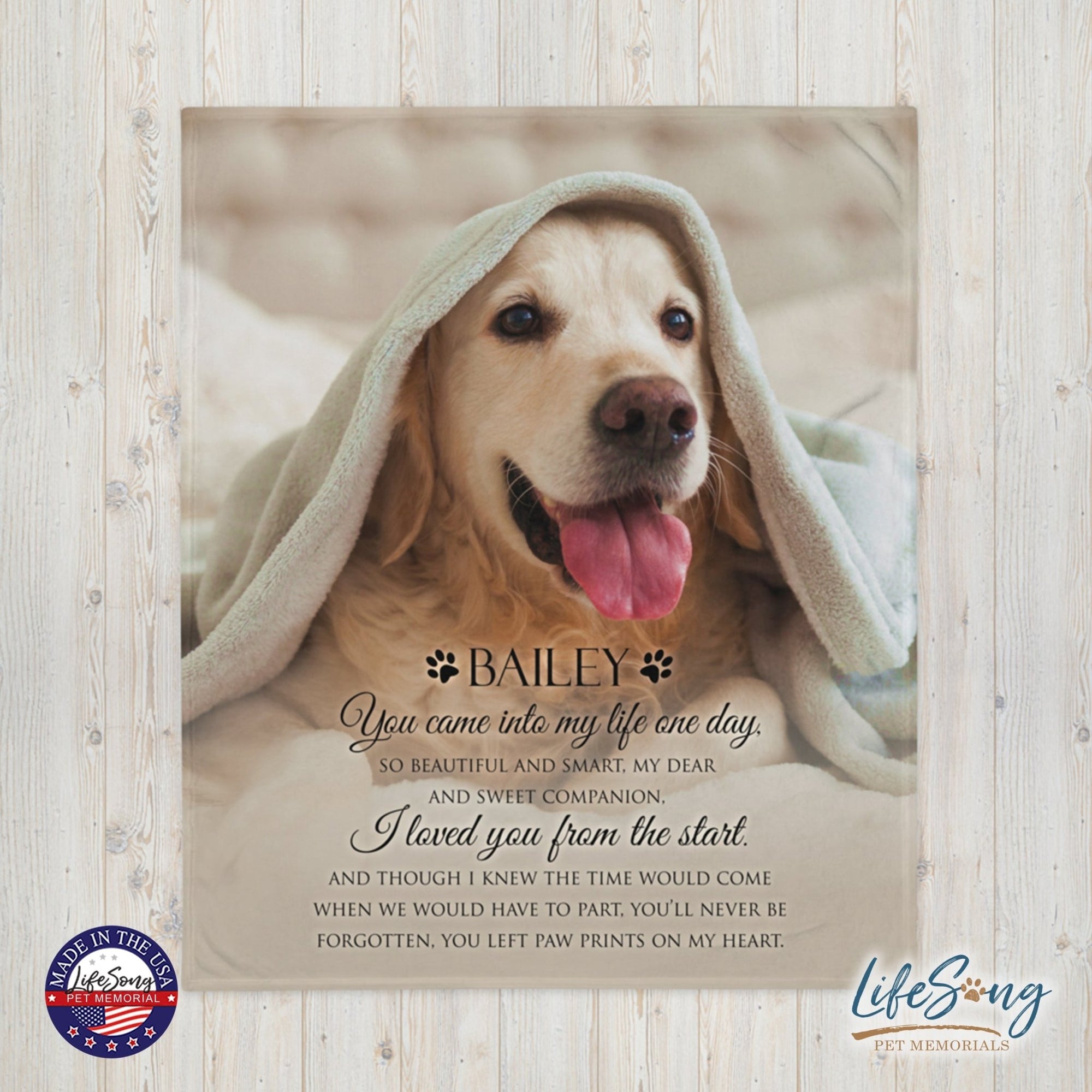 Personalized Pet Memorial Printed Throw Blanket - You Came Into My Life One Day - LifeSong Milestones