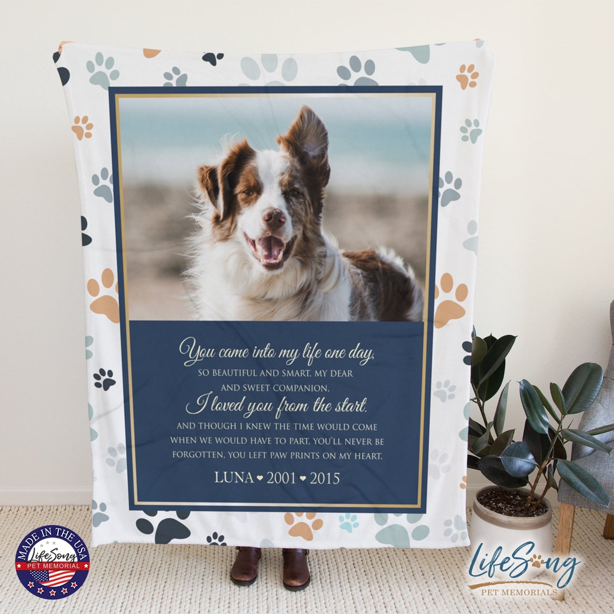 Personalized Pet Memorial Printed Throw Blanket - You Came Into My Life One Day - LifeSong Milestones