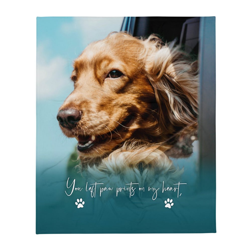 Personalized Pet Memorial Printed Throw Blanket - You Left Paw Prints - LifeSong Milestones