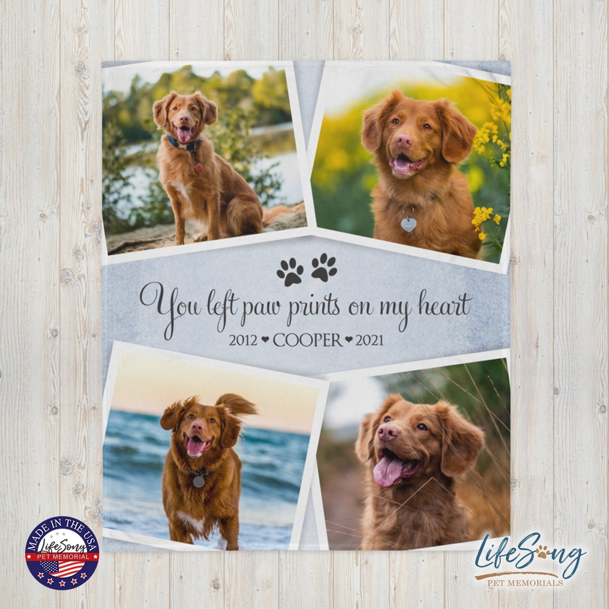 Personalized Pet Memorial Printed Throw Blanket - You Left Paw Prints - LifeSong Milestones